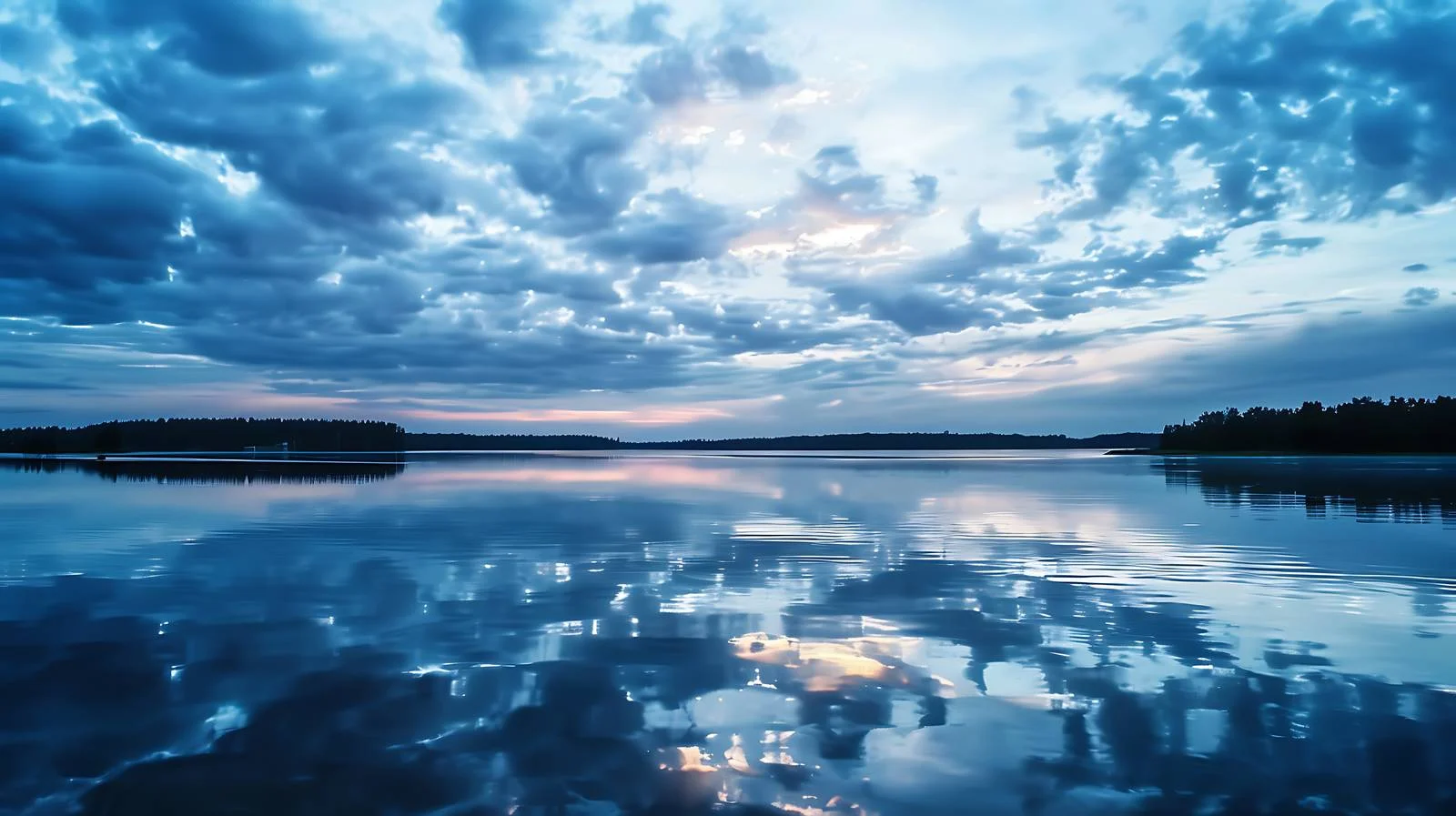 Tranquil Lake Reflections Under Dusk Sky — free download from Dotvec