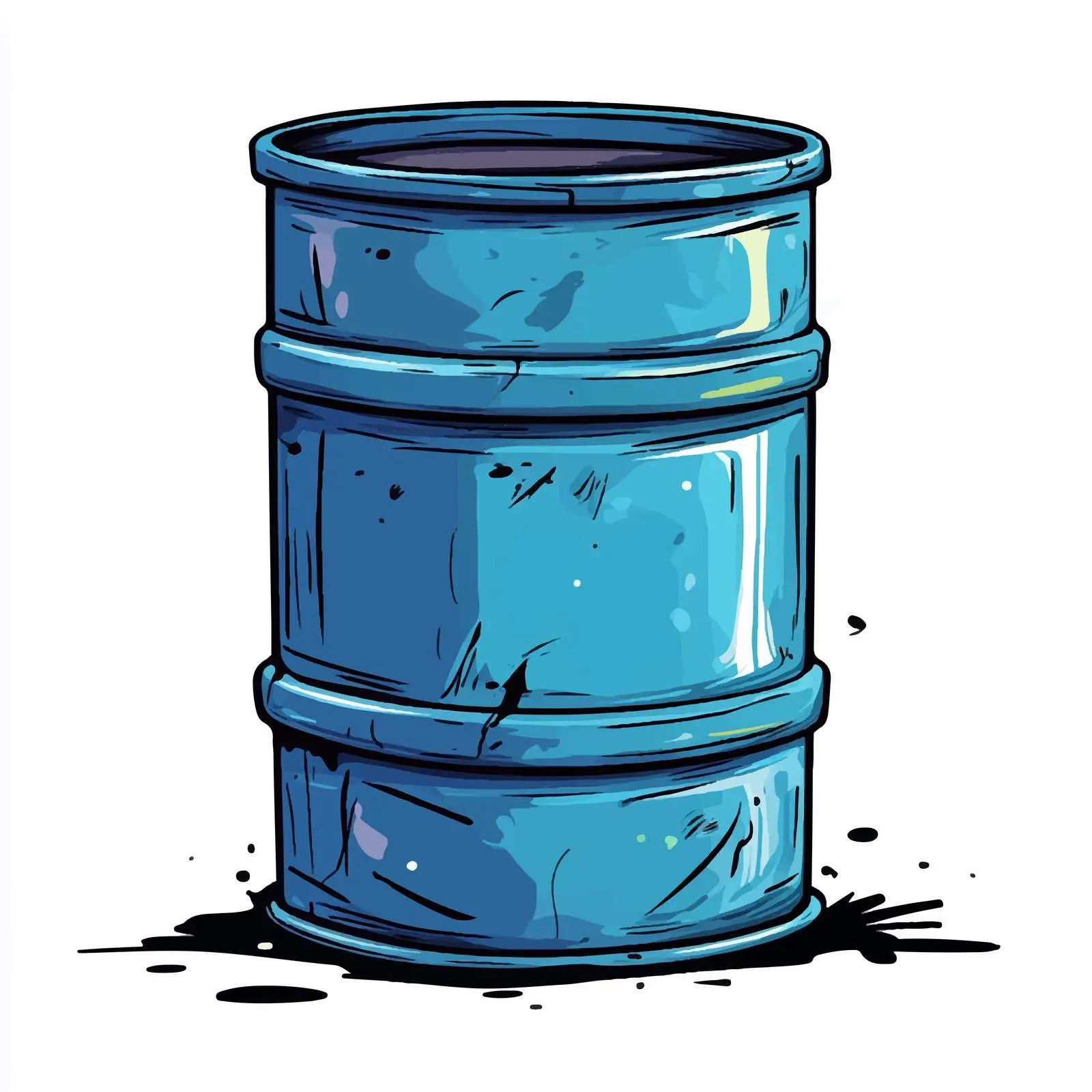 Cartoon Blue Steel Barrel Vector Illustration — free download from Dotvec