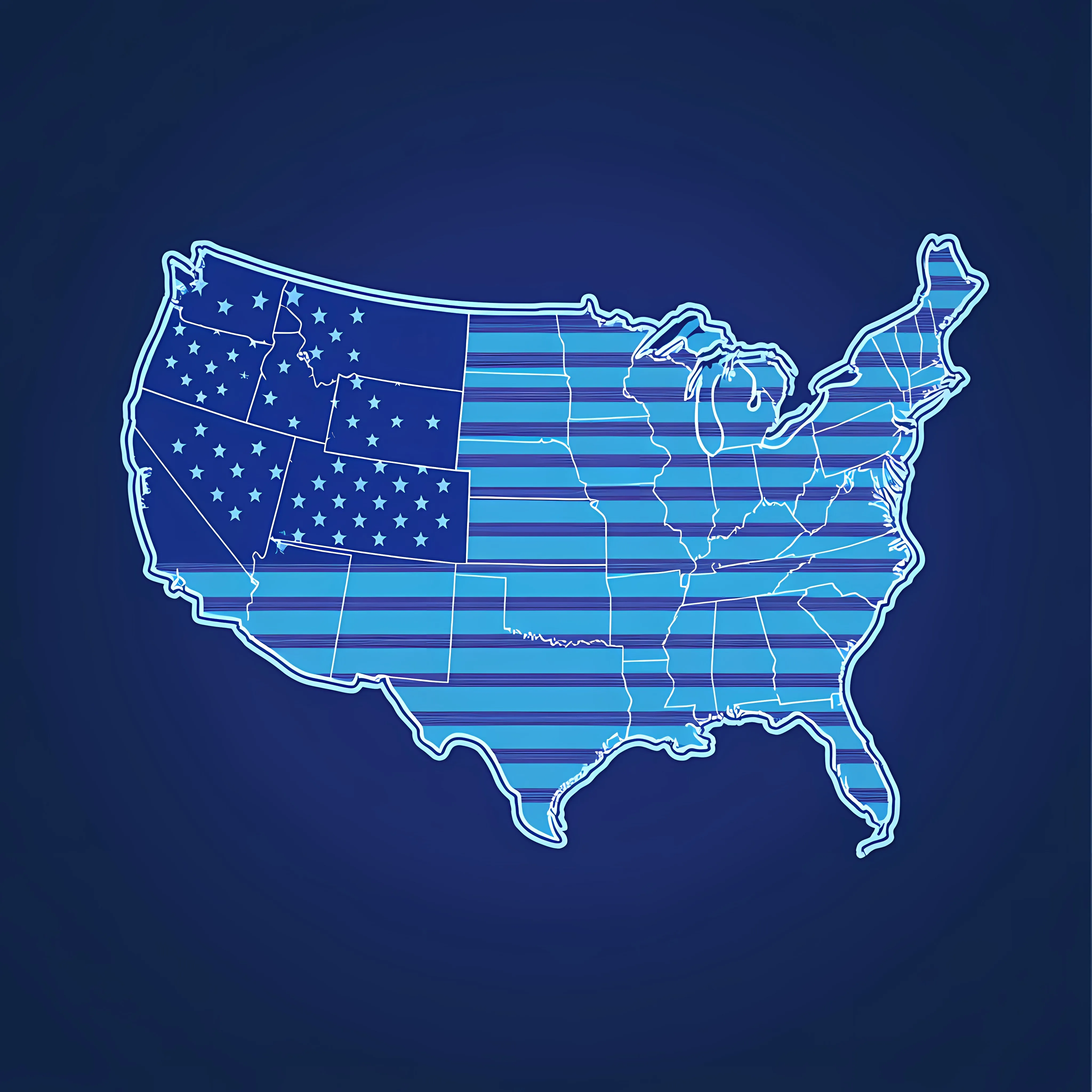 Flat Blue USA Map Vector Illustration in Frame — free download from Dotvec