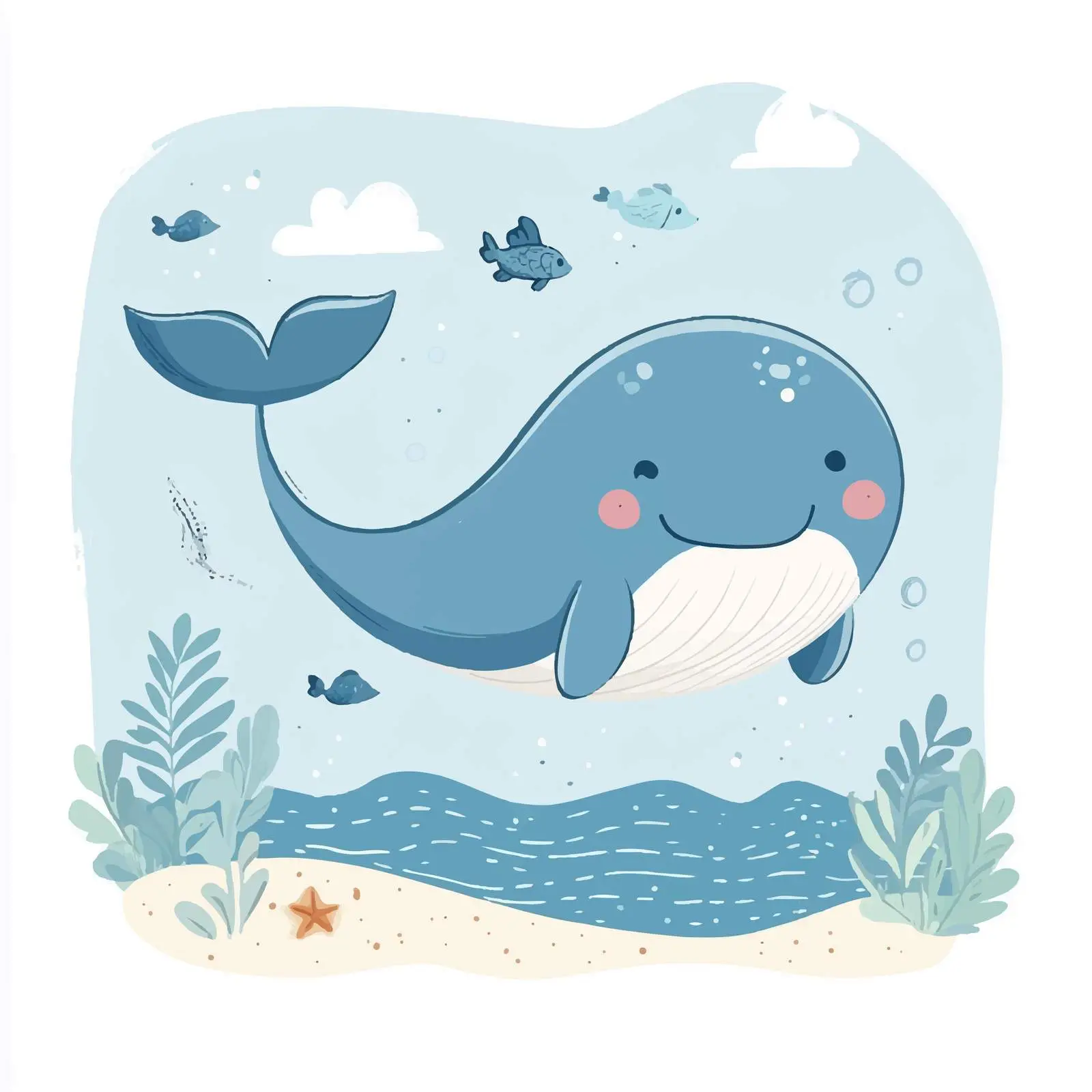 Hand-Drawn Blue Whale Vector Illustration — free download from Dotvec