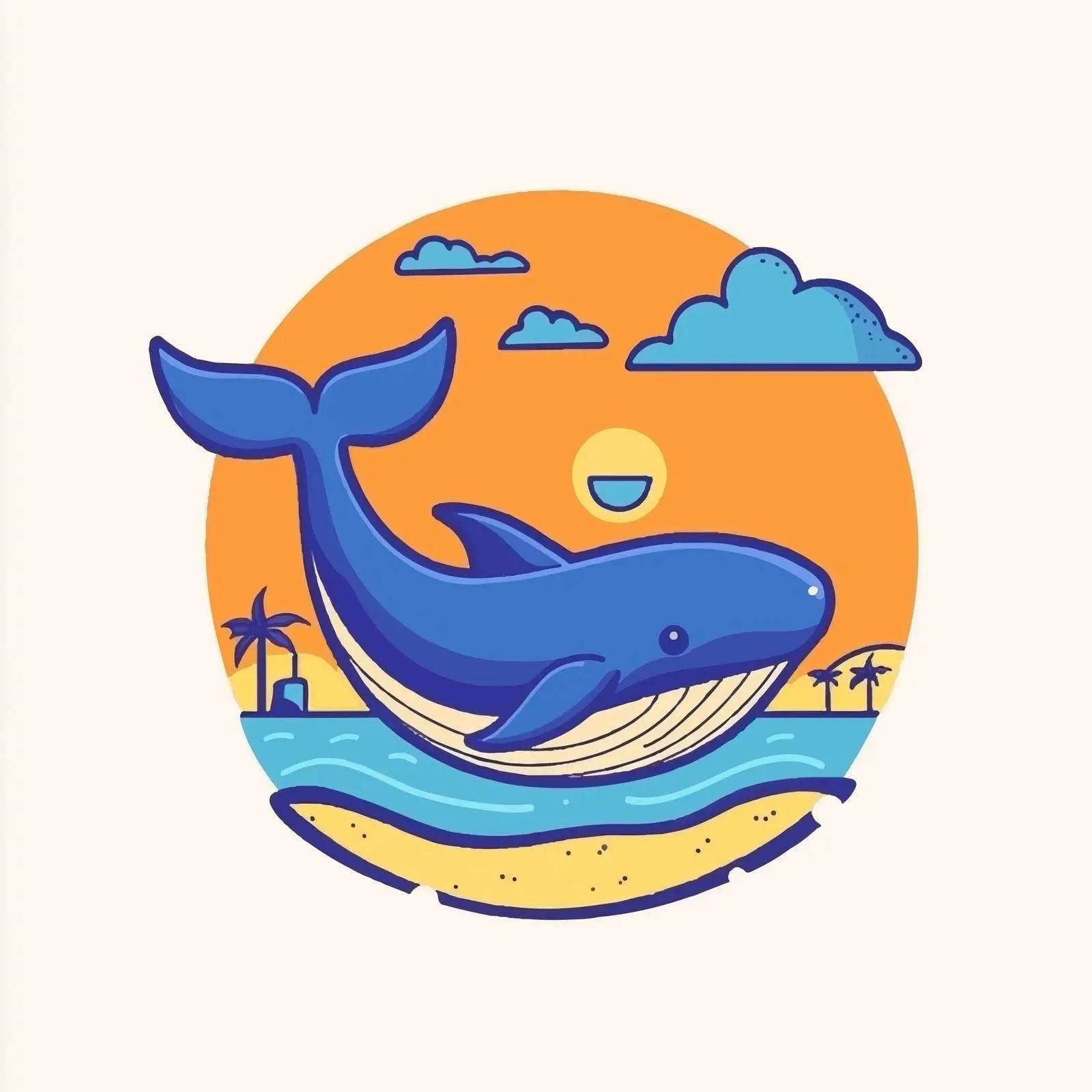 Hand-Drawn Blue Whale Vector Illustration — free download from Dotvec