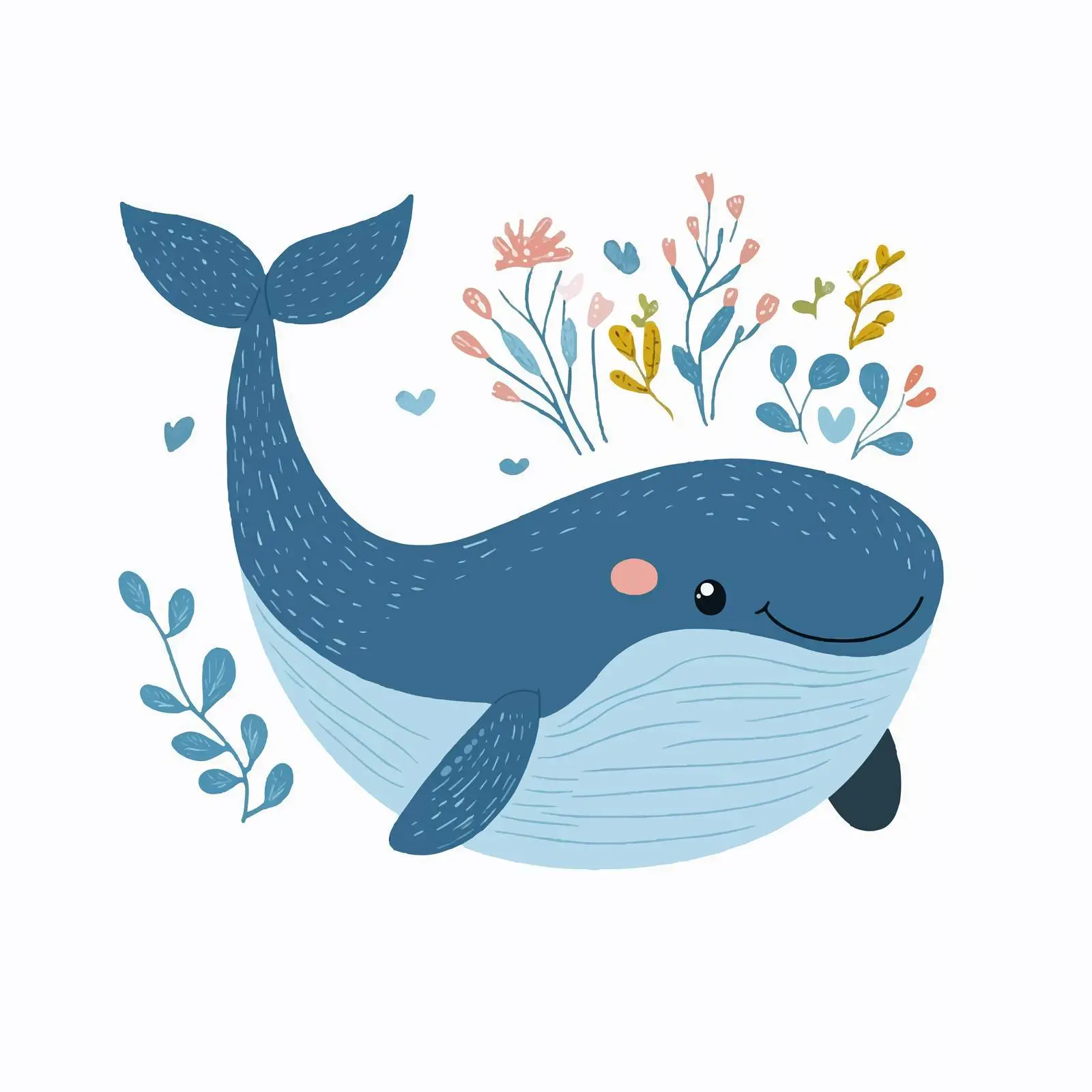 Hand-Drawn Blue Whale Vector Illustration — free download from Dotvec