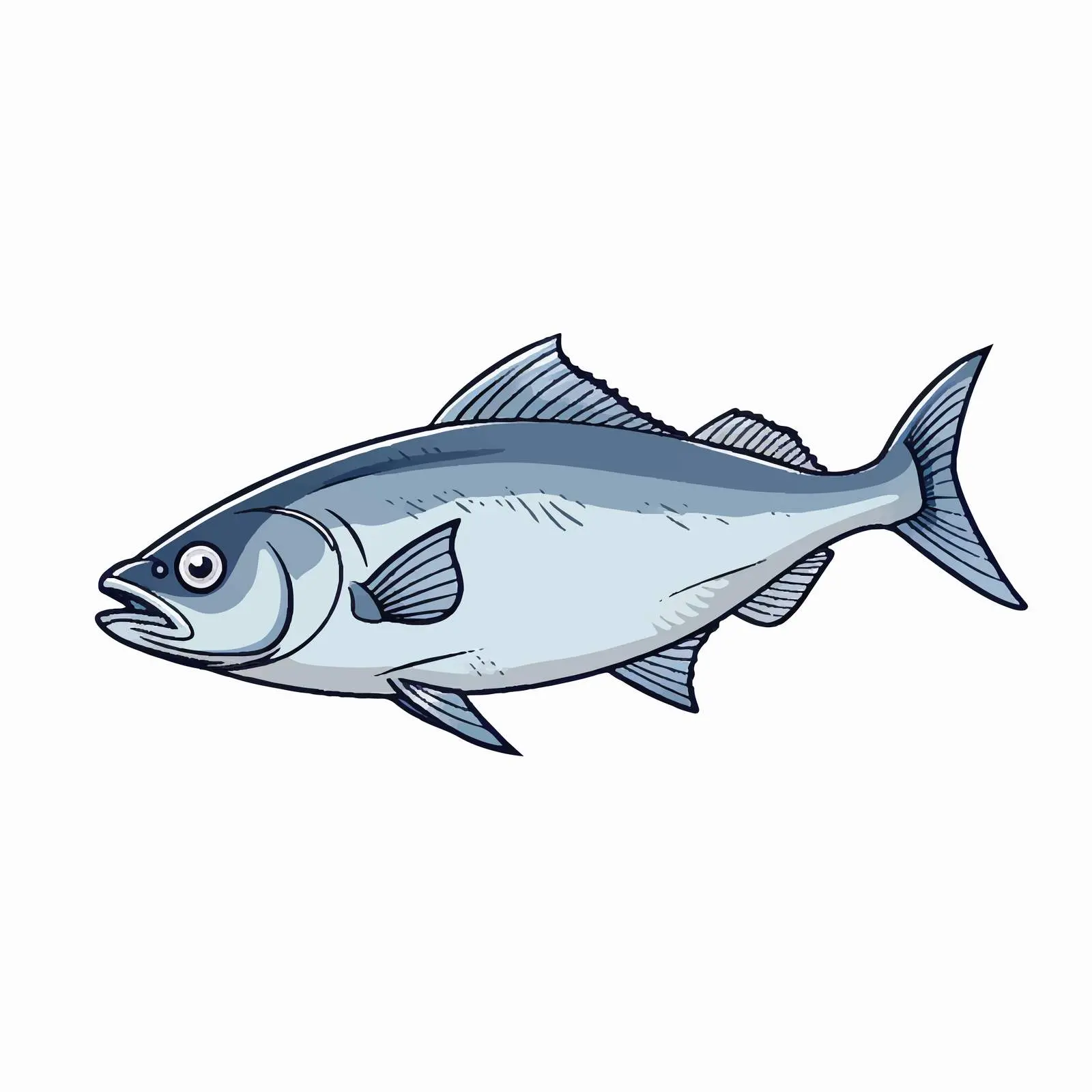 Bluefish Line Vector Illustration on White Background — free download from Dotvec