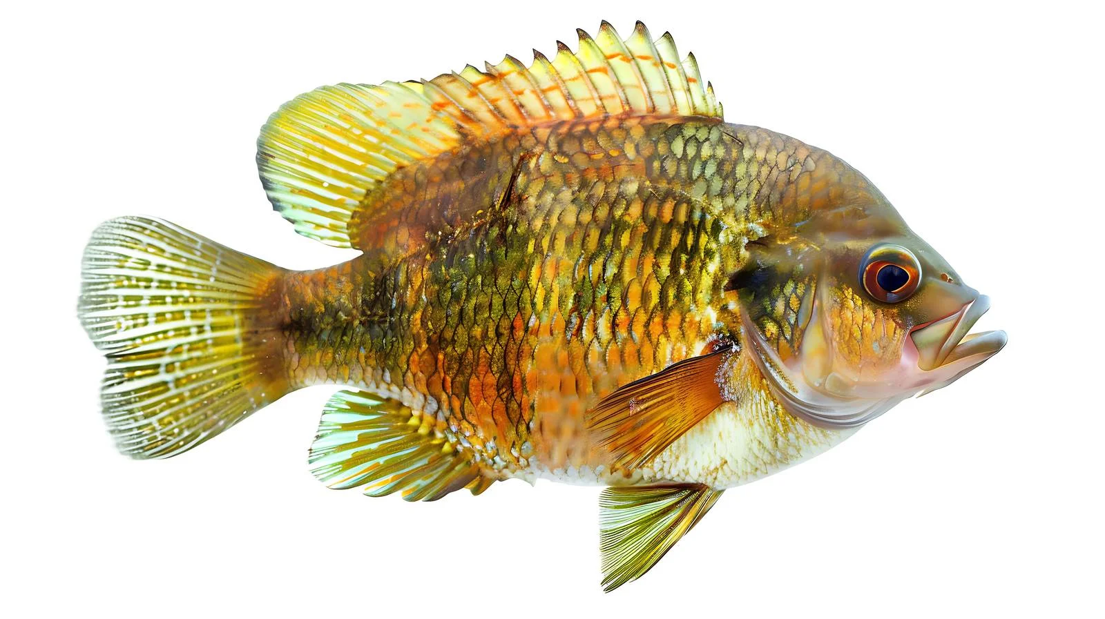 Bluegill Sunfish on White Background Close-up — free download from Dotvec