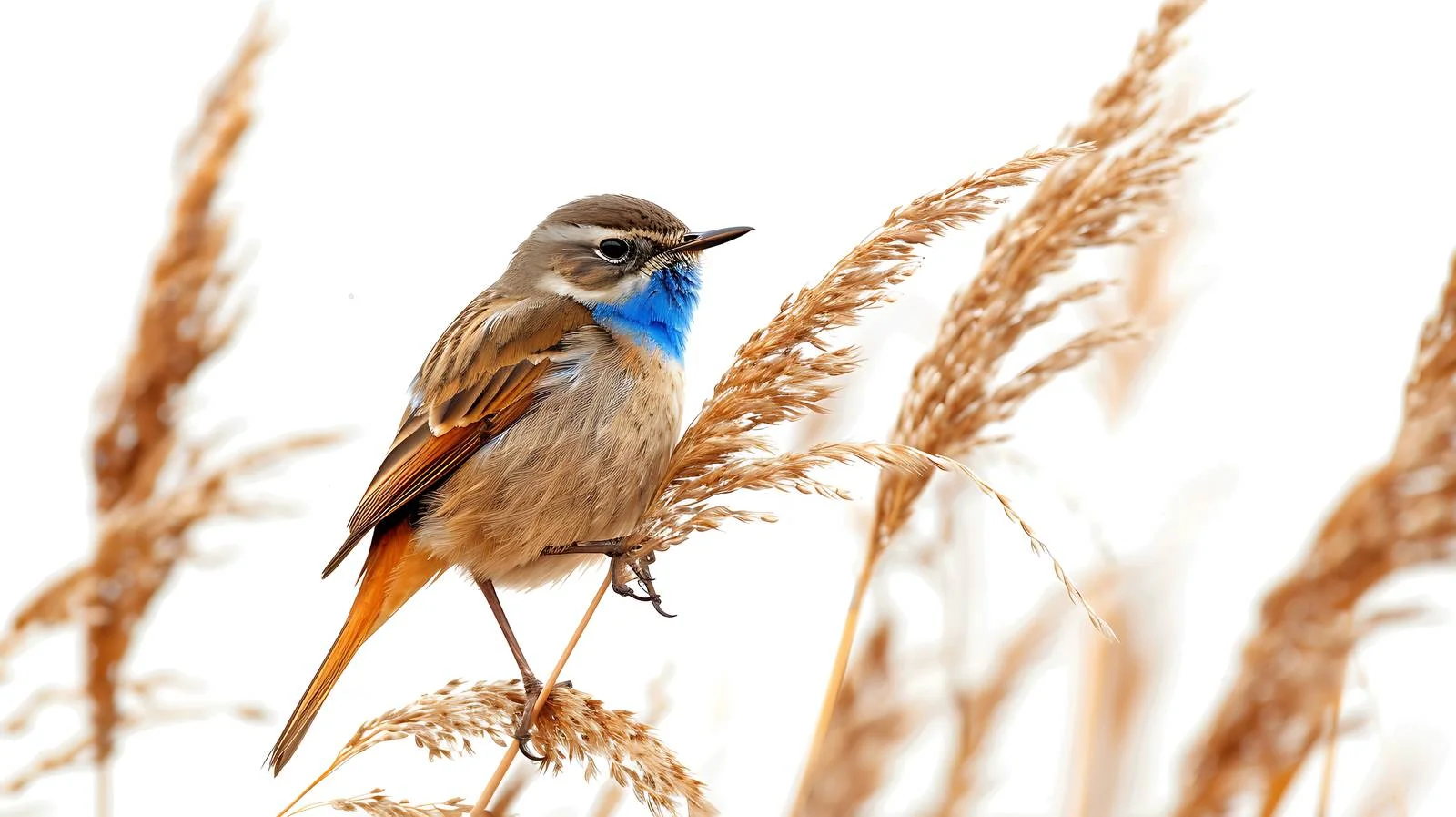 Graceful Bluethroat Perched Reedside Luscinia Scene – free songbird image from Dotvec