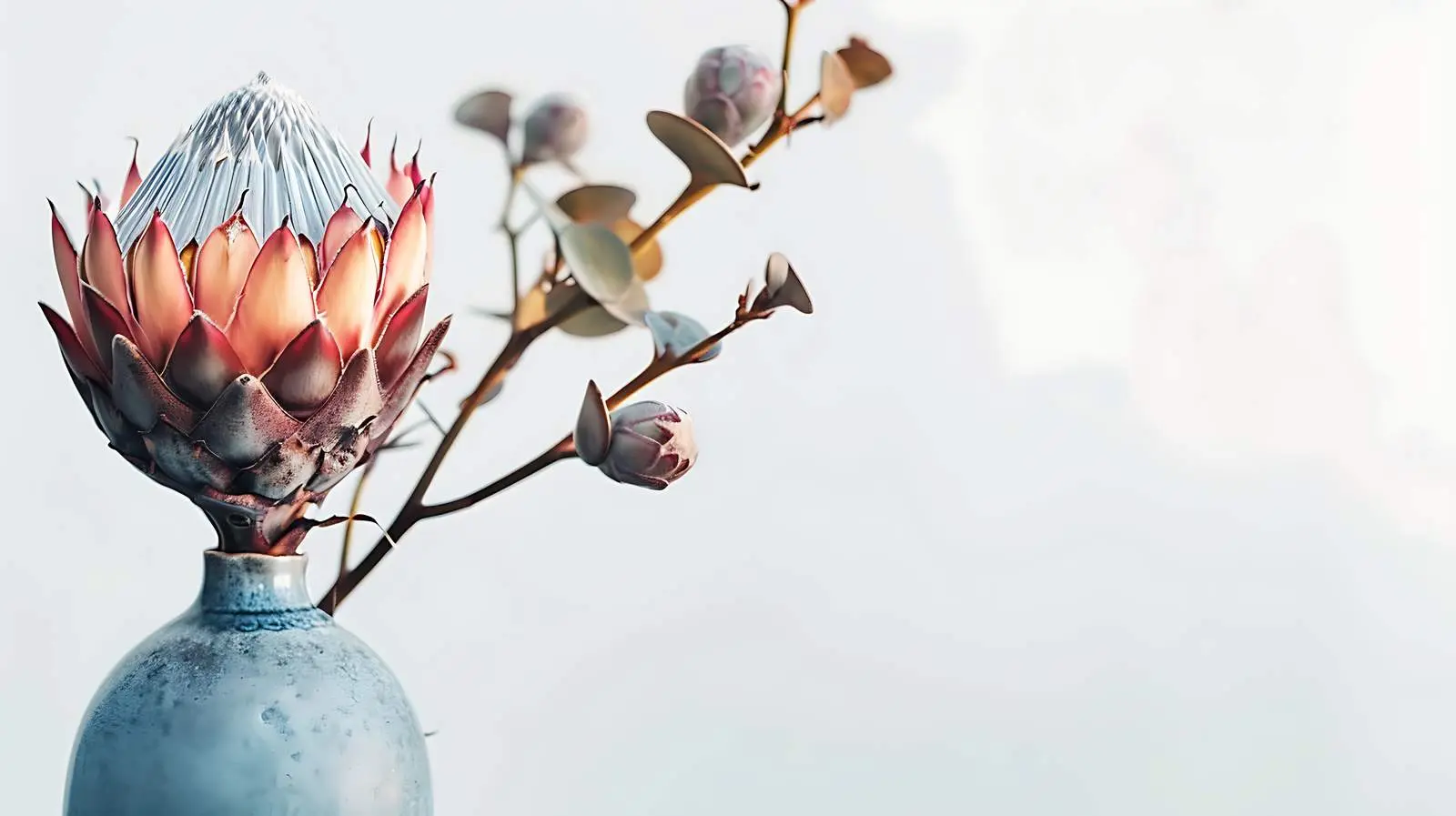 Elegant Blurred Dried Protea Flower in Vase — free download from Dotvec