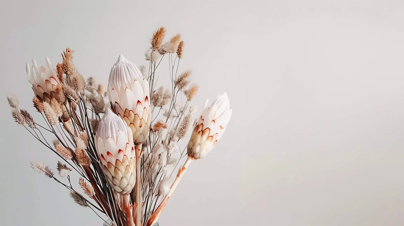 Elegant Blurred Dried Protea Flower Arrangement — free download from Dotvec