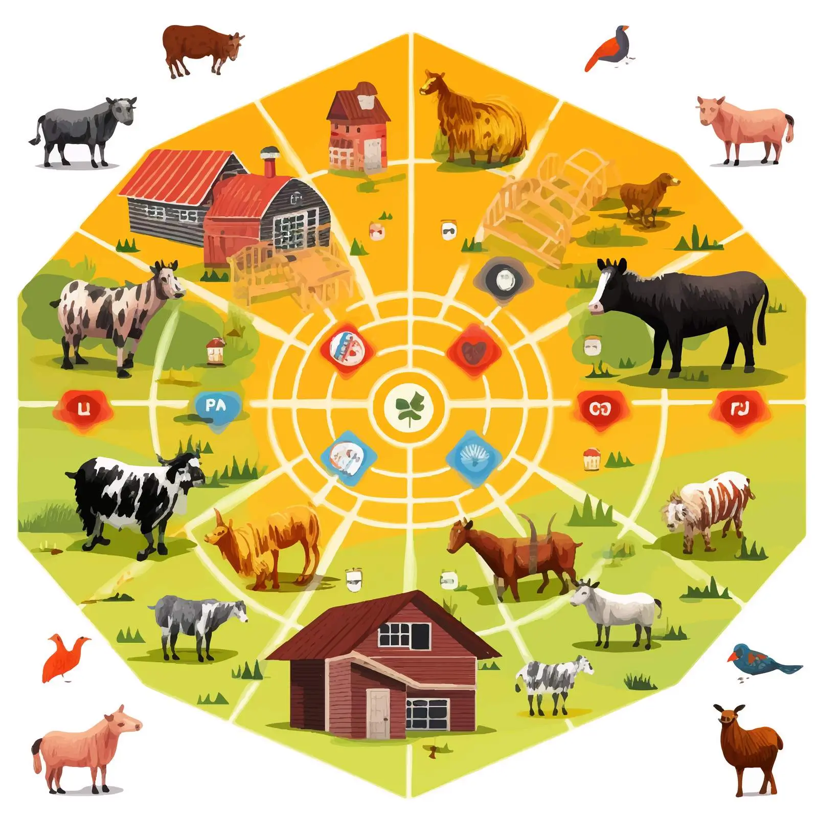 Farm Animals Board Game Vector Illustration – free board game image from Dotvec