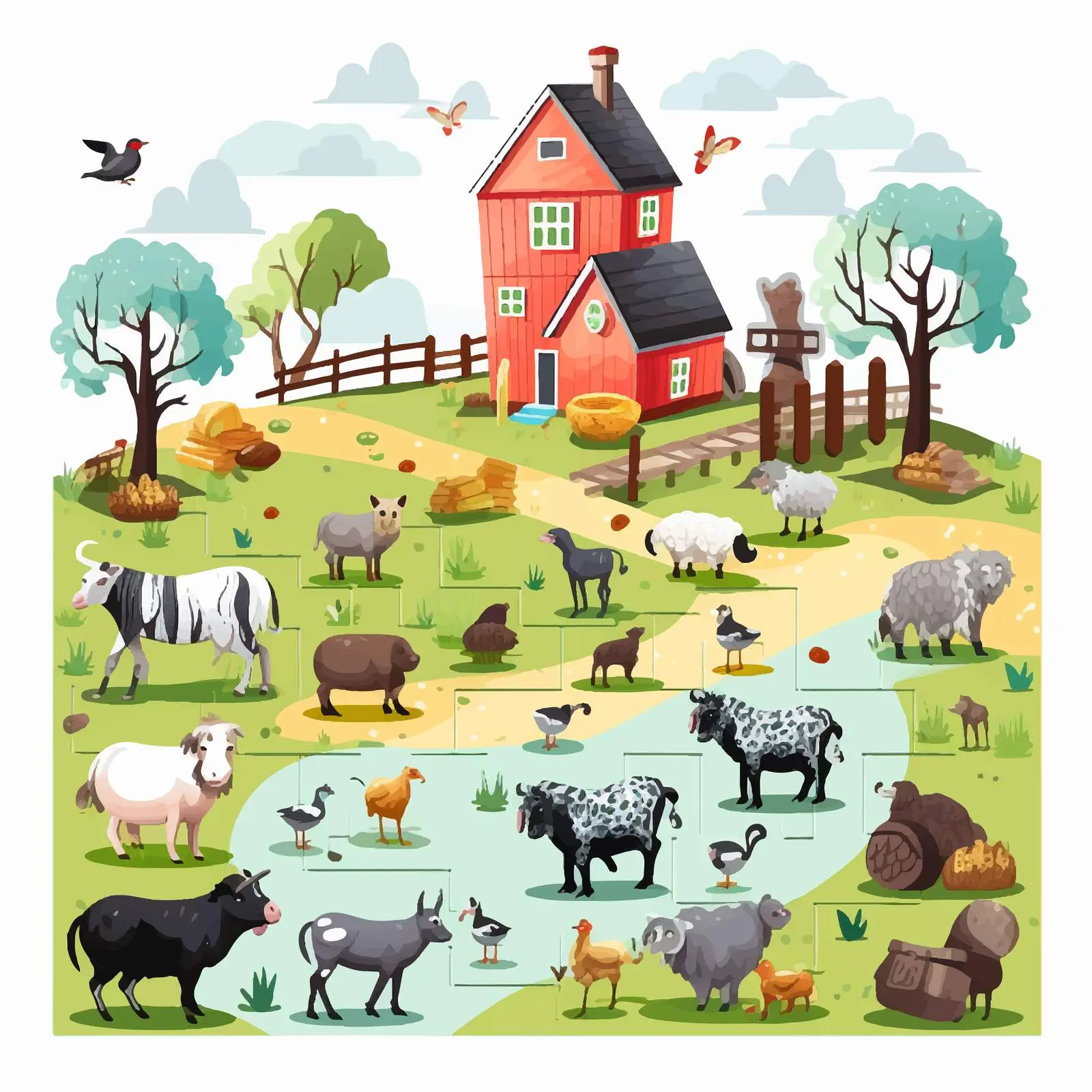 Farm Animal Board Game Cartoon Vector Illustration – free board game image from Dotvec