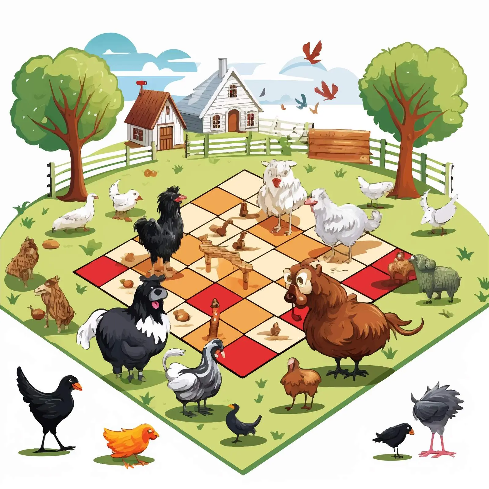 Farm Animals Board Game Vector Illustration — free download from Dotvec