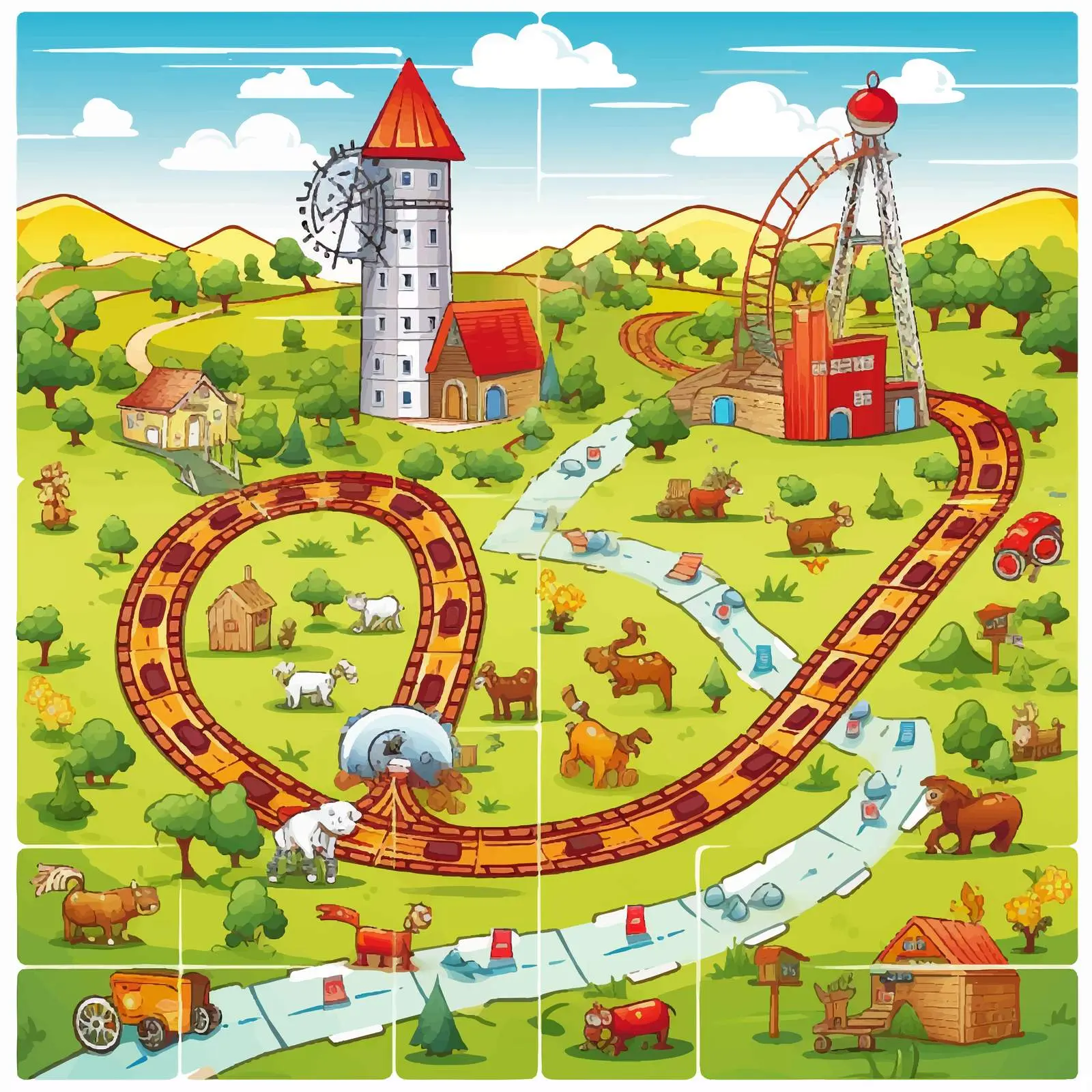 Farm Themed Board Game Cartoon Vector Illustration — free download from Dotvec