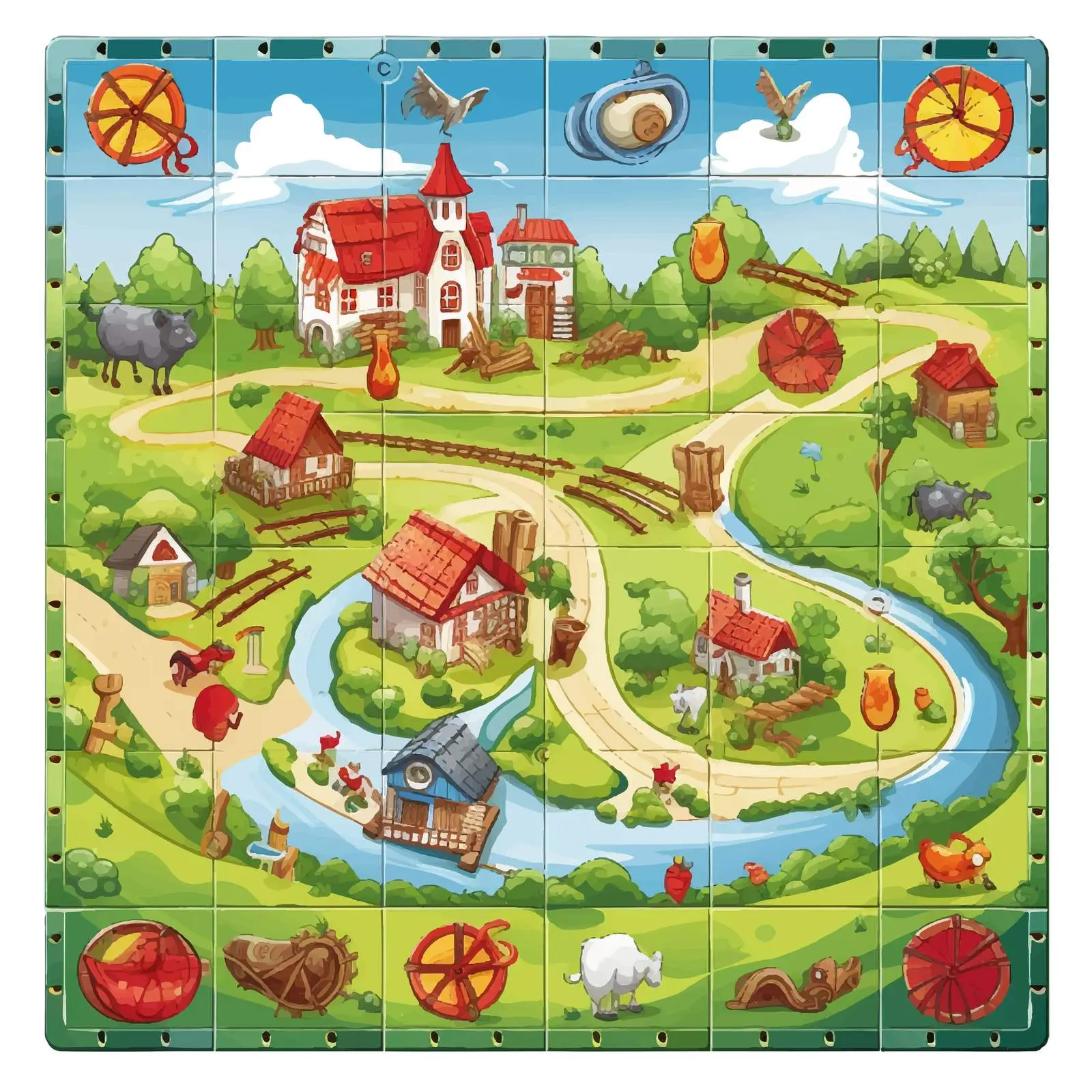 Farm-Themed Board Game Vector Illustration — free download from Dotvec