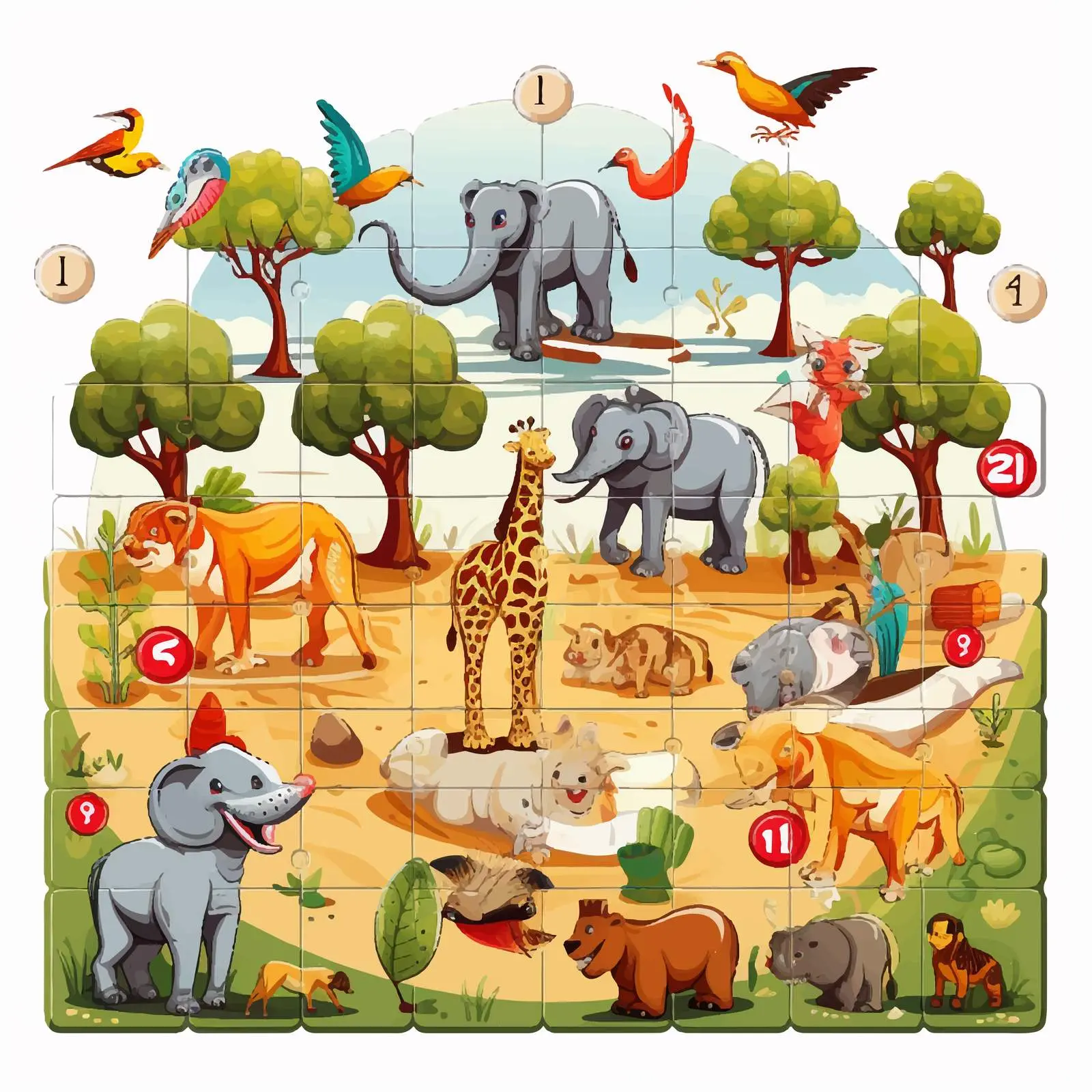 Zoo-Themed Board Game Cartoon Vector Illustration — free download from Dotvec