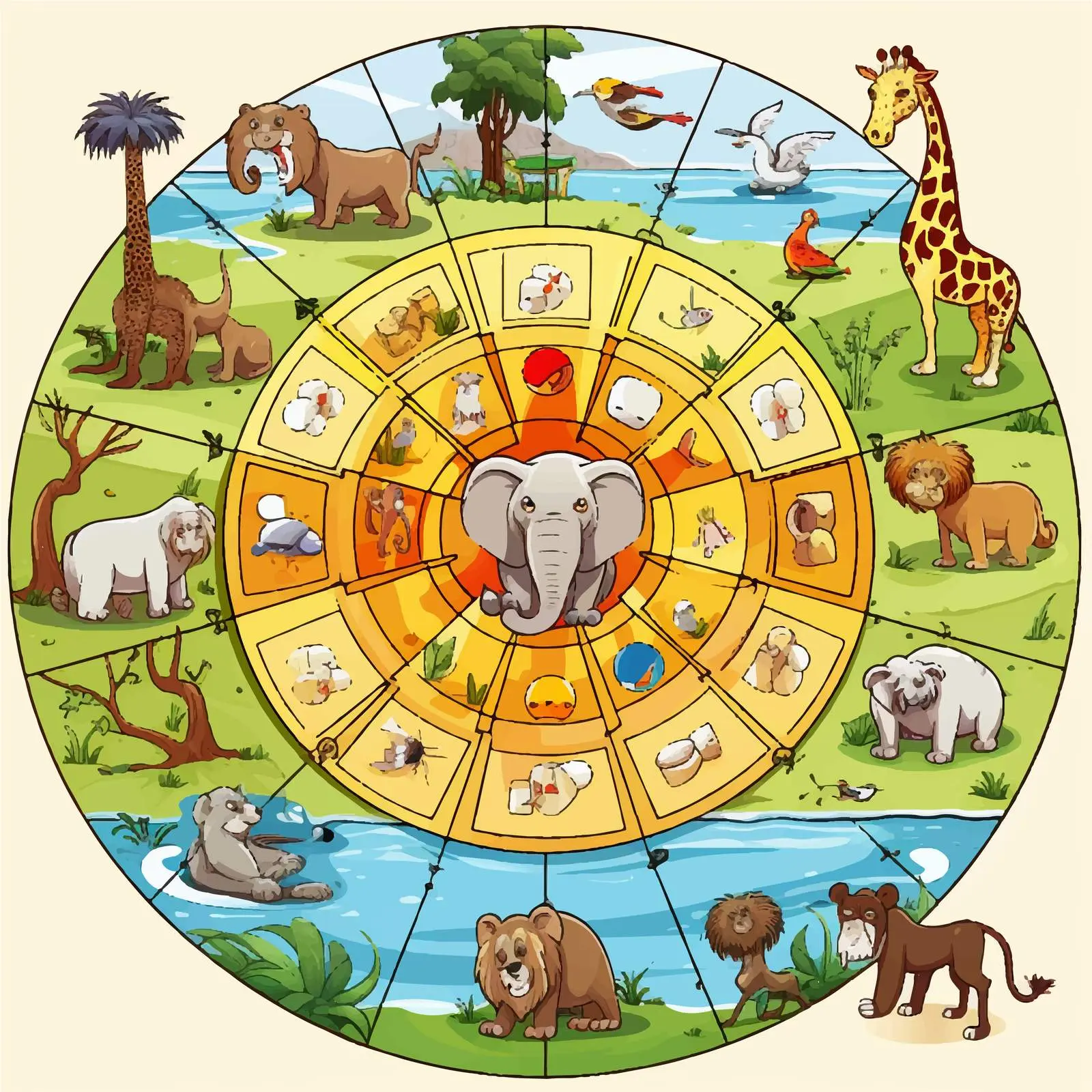 Zoo Themed Board Game Vector Illustration – free board game image from Dotvec