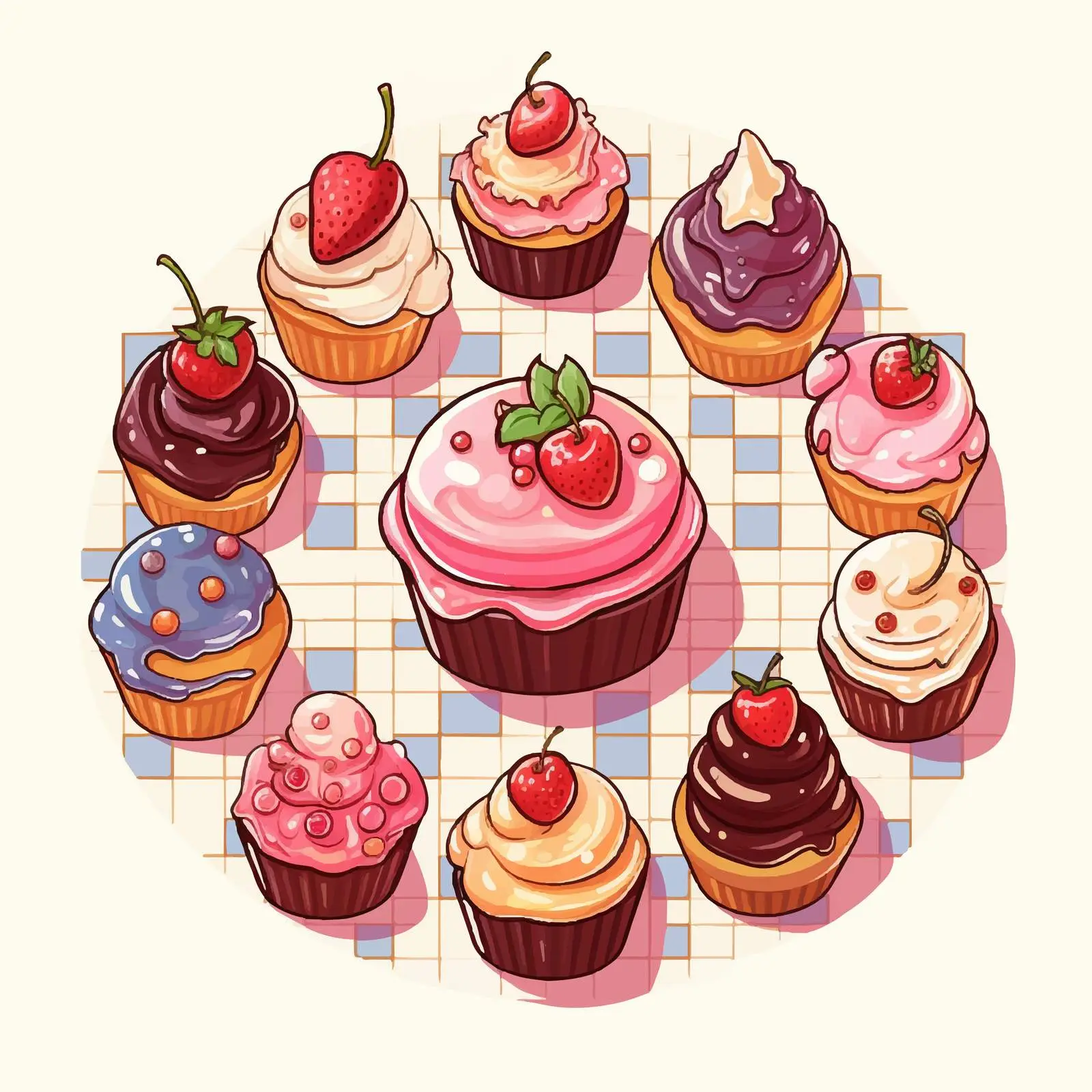 Cartoon Board Game Template with Cakes – free entertaining visuals image from Dotvec