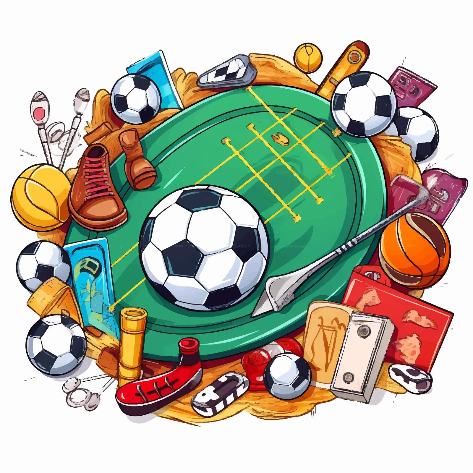 Sport-Themed Board Game Template Illustration – free sports illustrations image from Dotvec