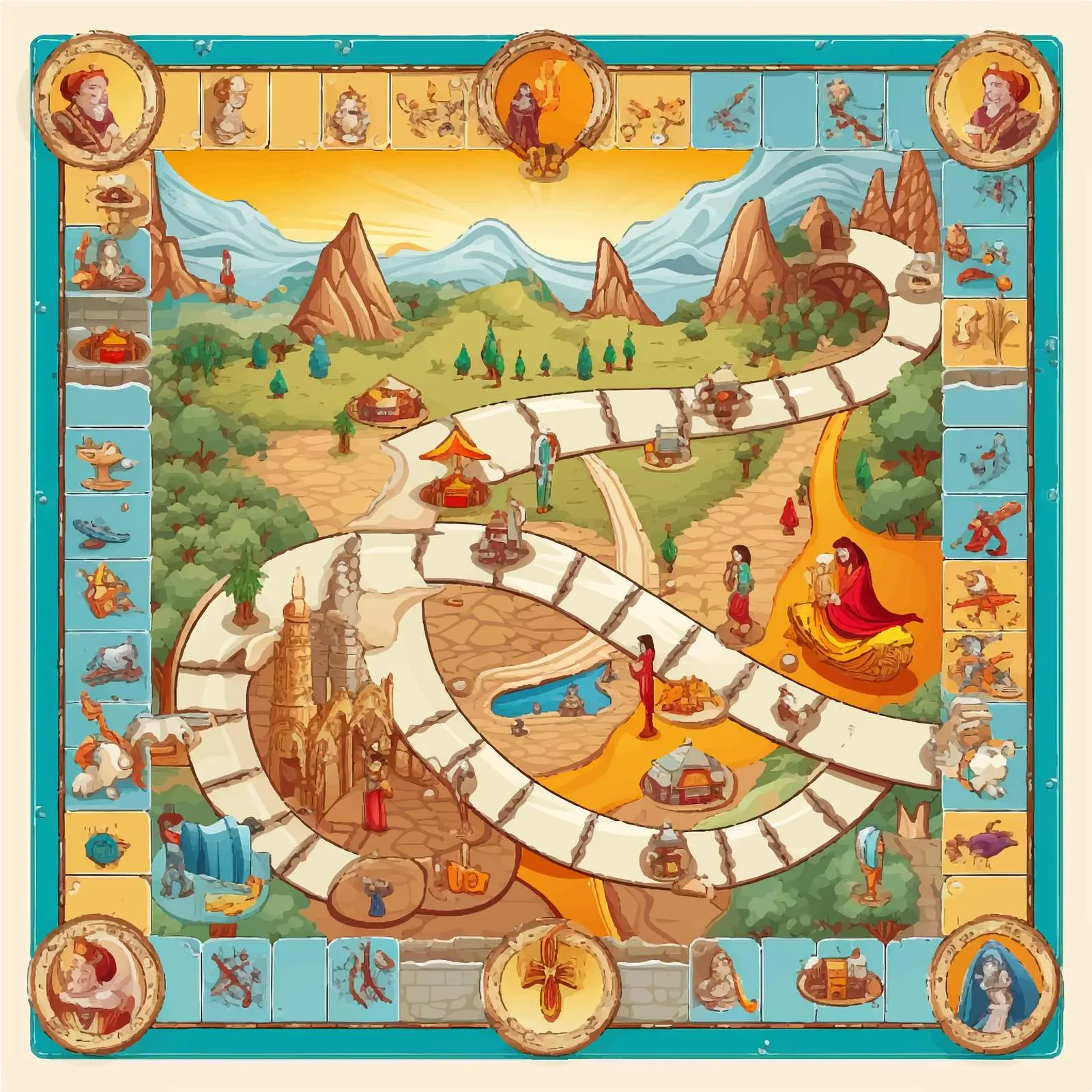 Sport-Themed Board Game Template Vector Illustration — free download from Dotvec