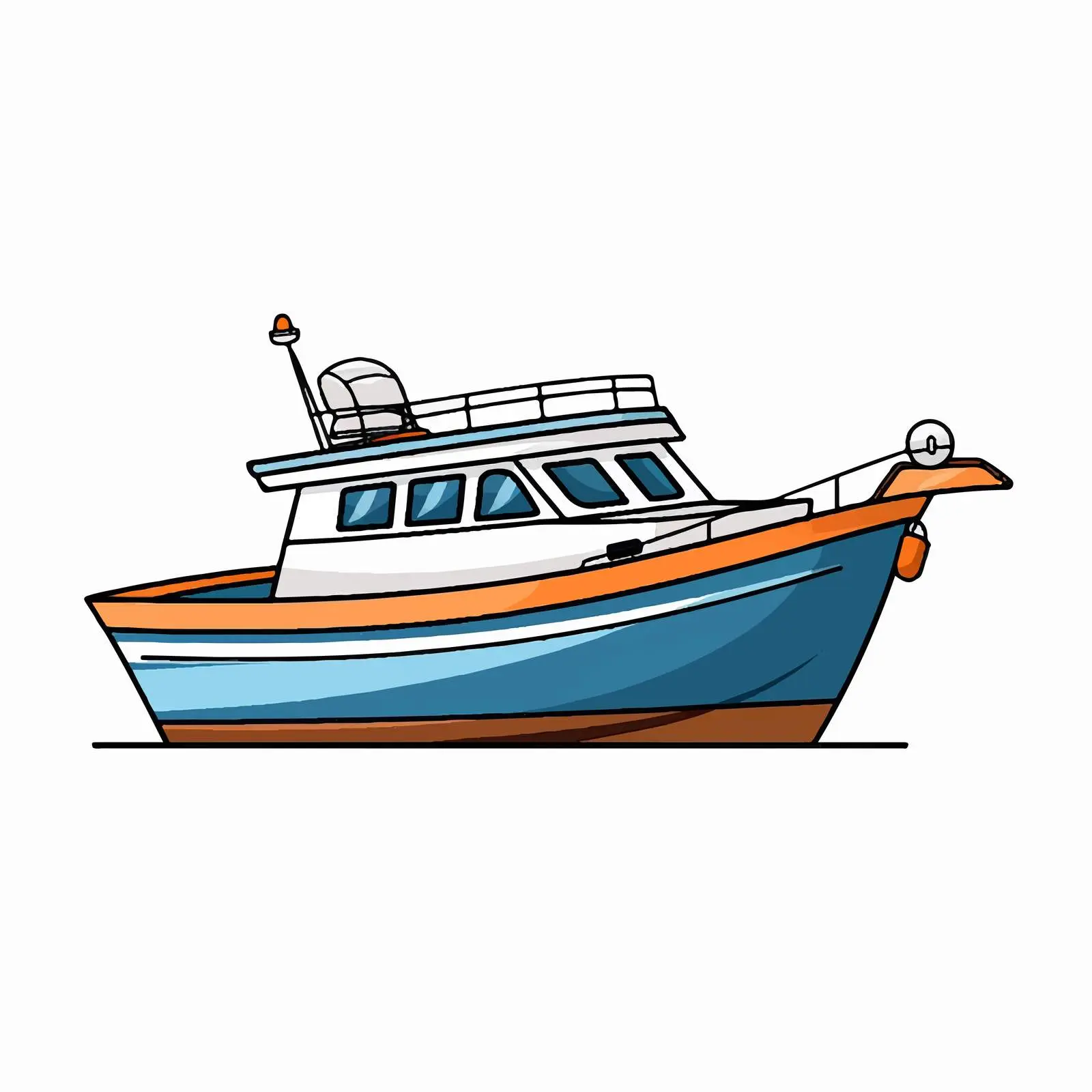 Cartoon Boat Line Vector Illustration — free download from Dotvec