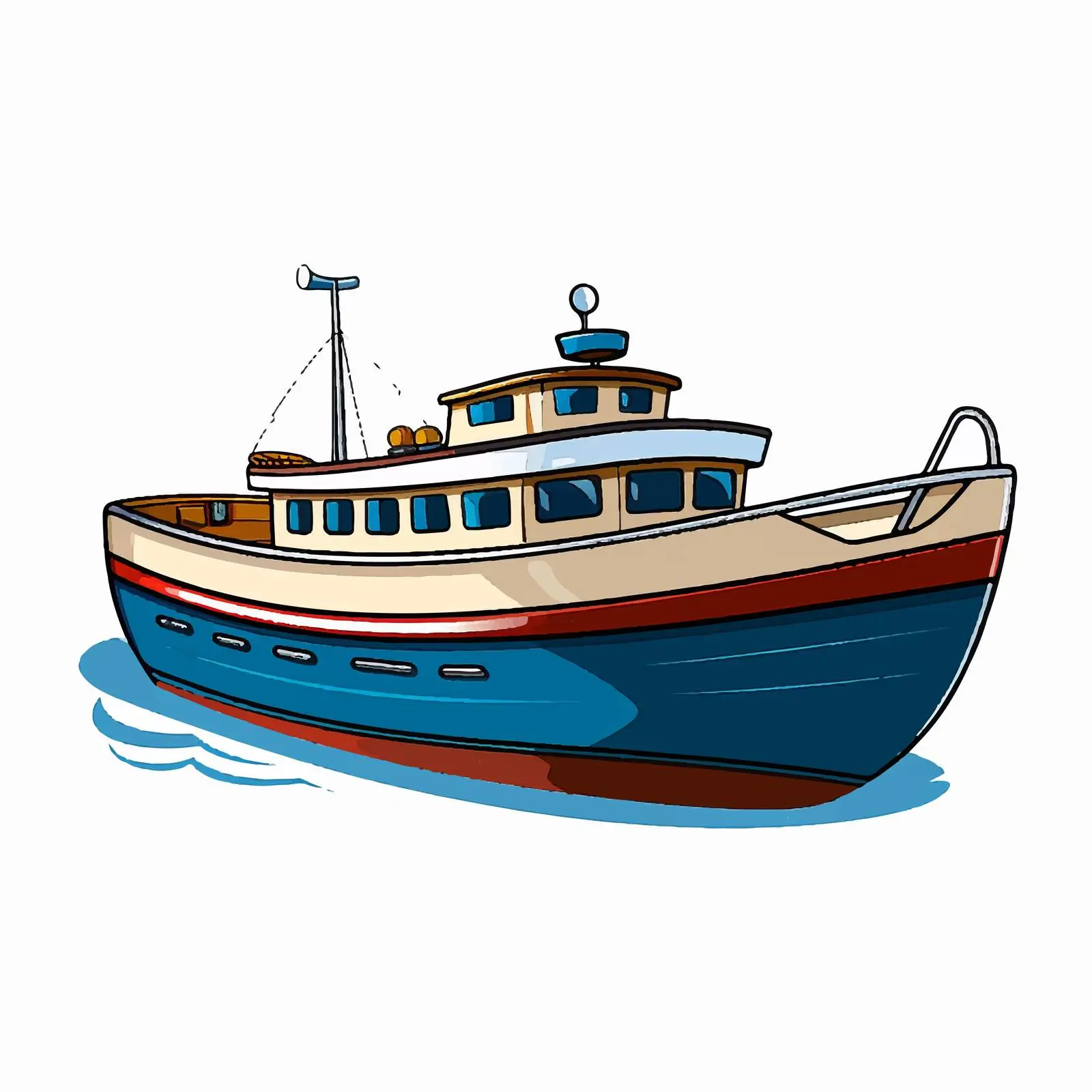 Cartoon Boat Vector Illustration Isolated Design — free download from Dotvec