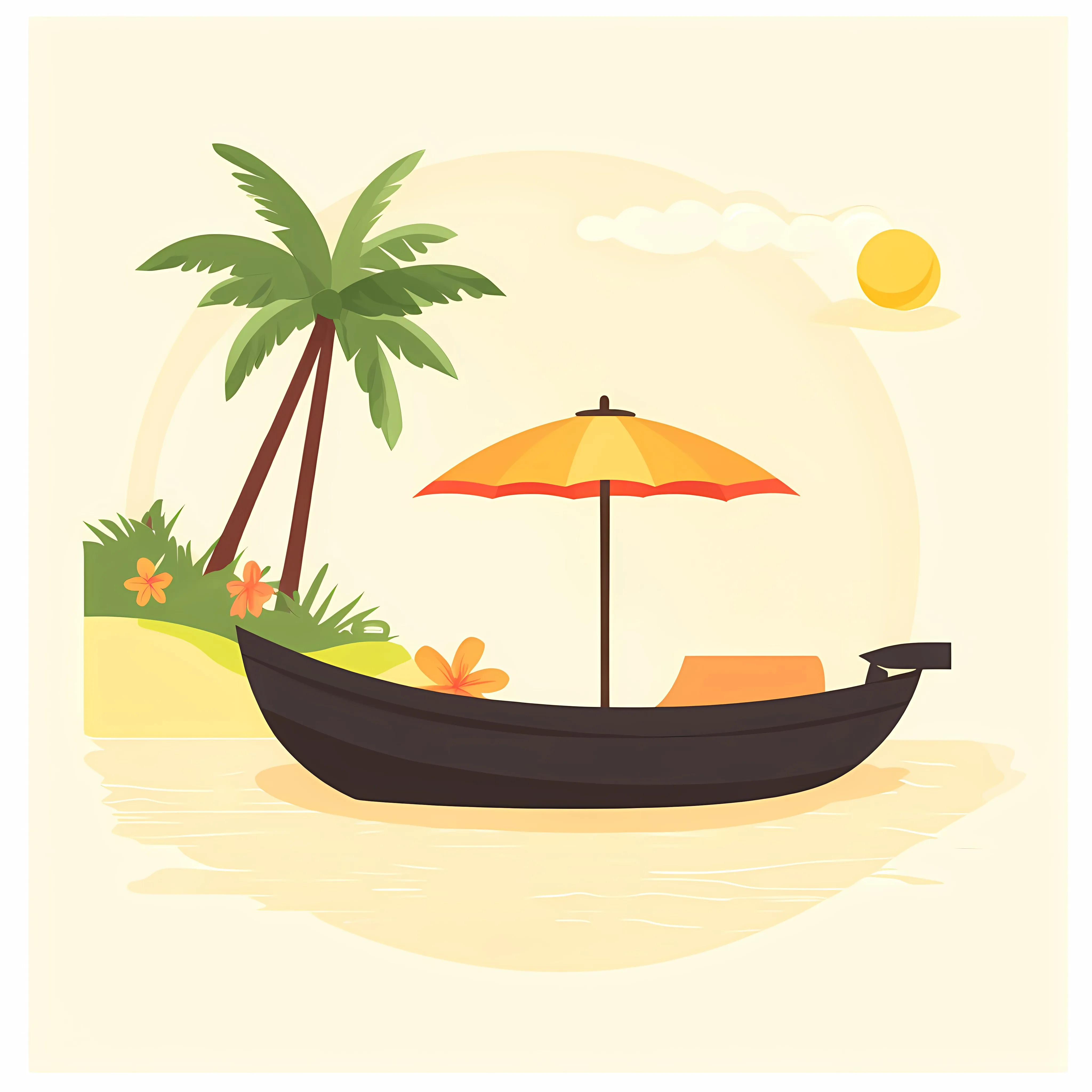Onam Festival Boat with Umbrella Vector Illustration — free download from Dotvec