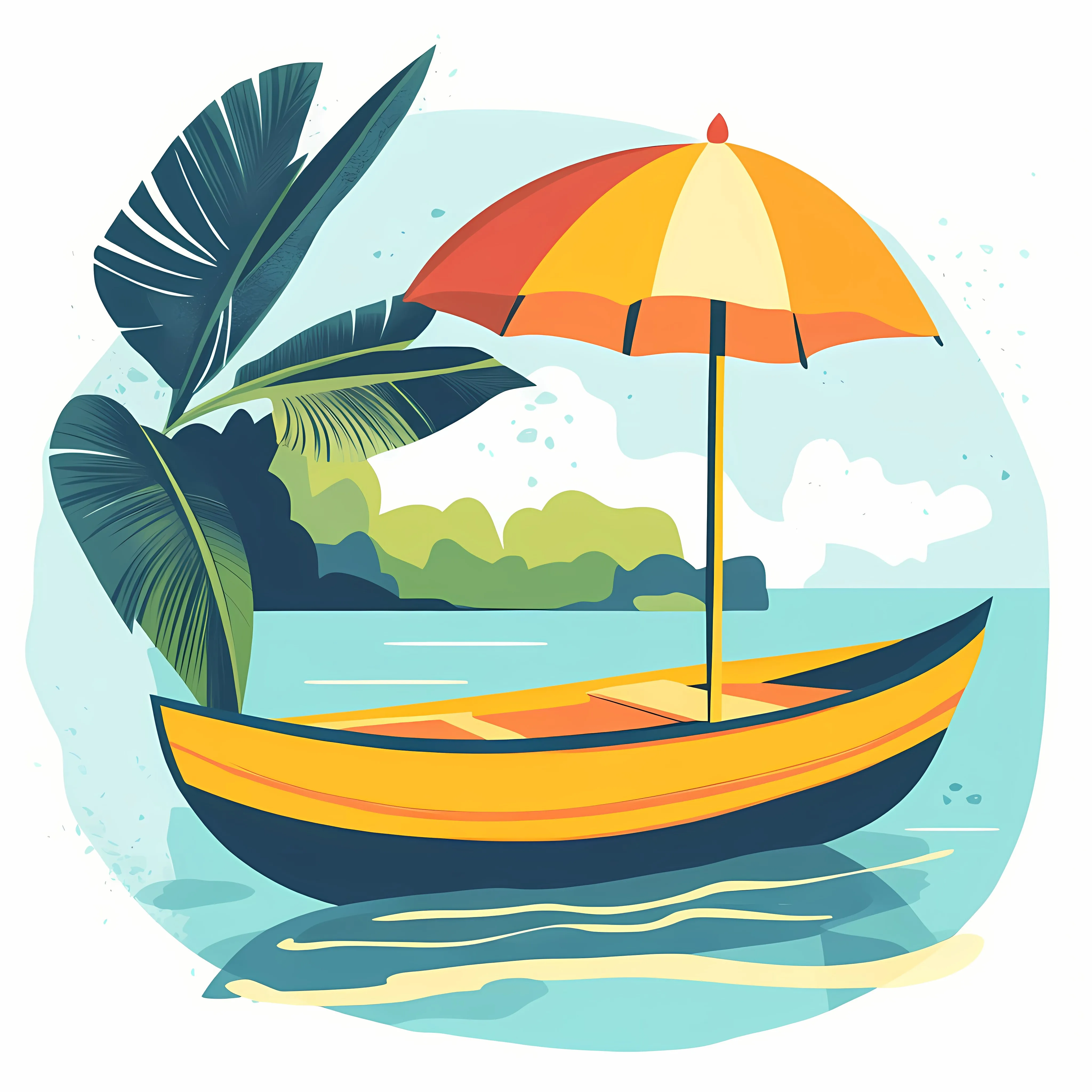 Boat with Umbrella for Onam Festival Illustration — free download from Dotvec