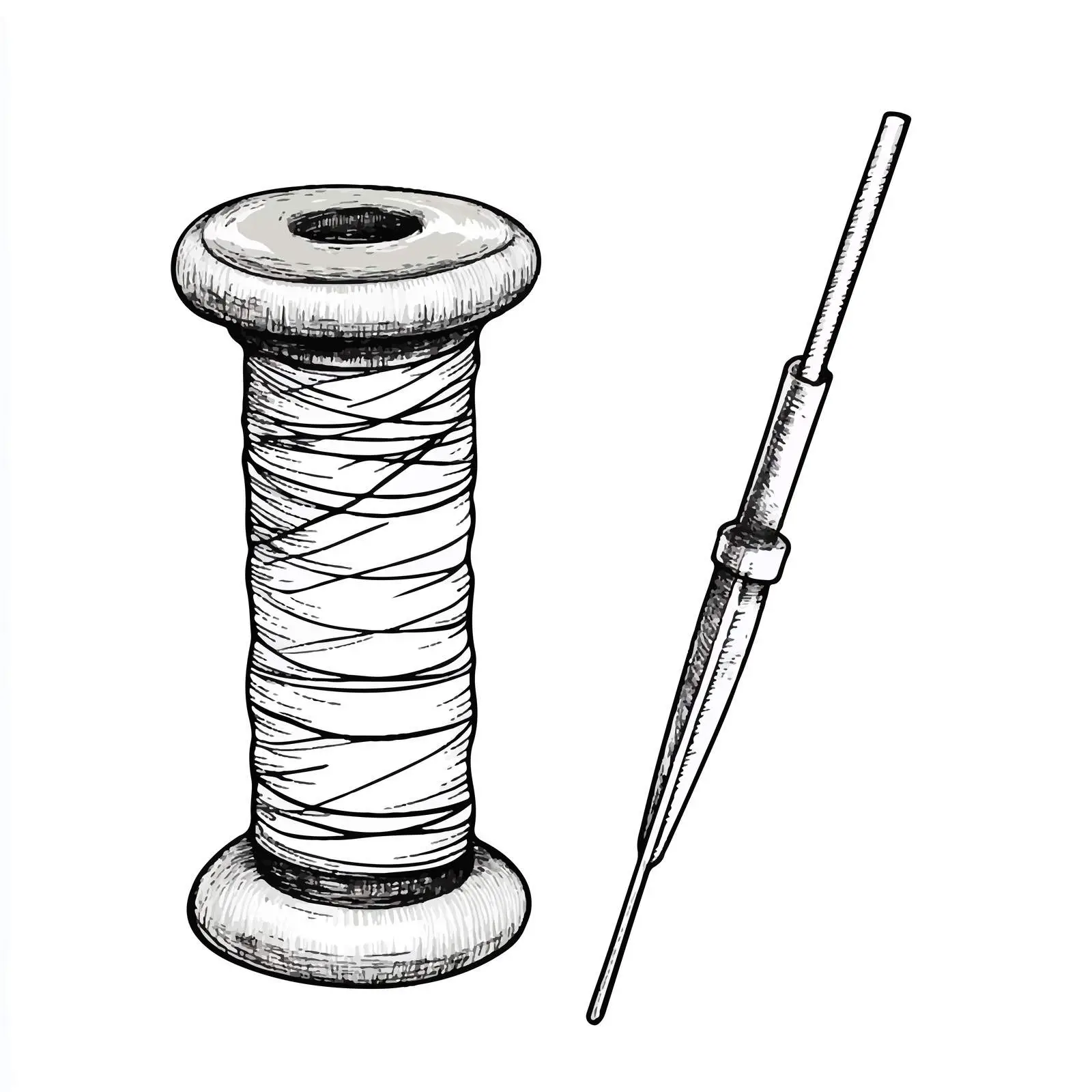 Bobbin and Needle Cartoon Illustration – free bob image from Dotvec