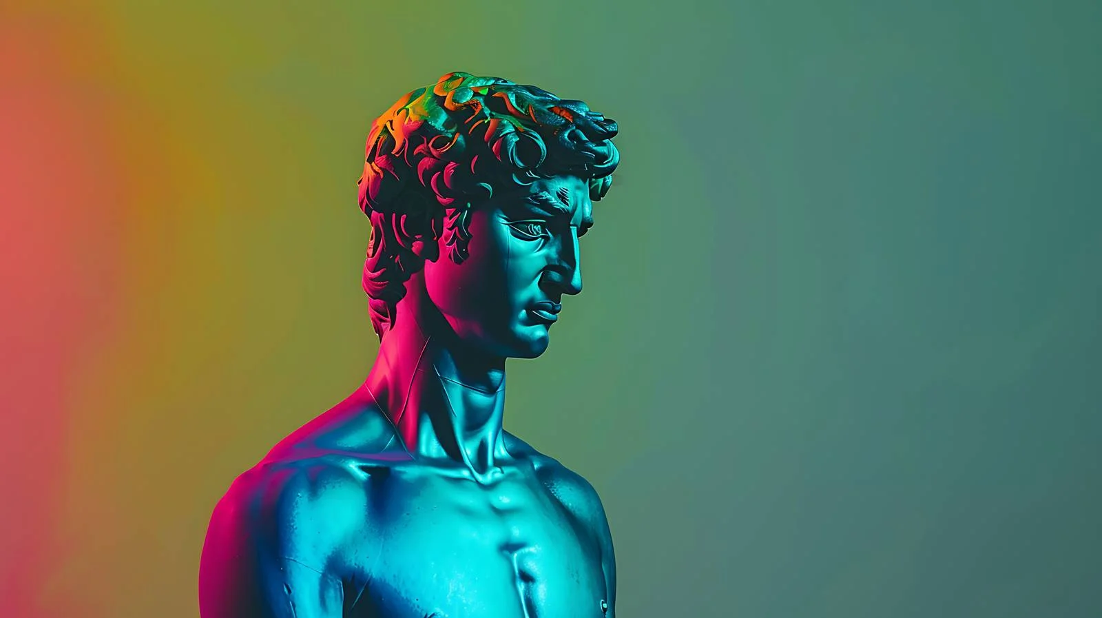 Vibrant Neon Statue Against Green Background — free download from Dotvec