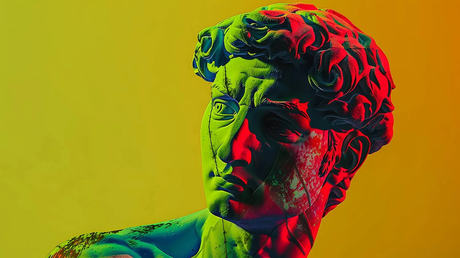 Vibrant Statue in Neon on Green Background – free neo image from Dotvec