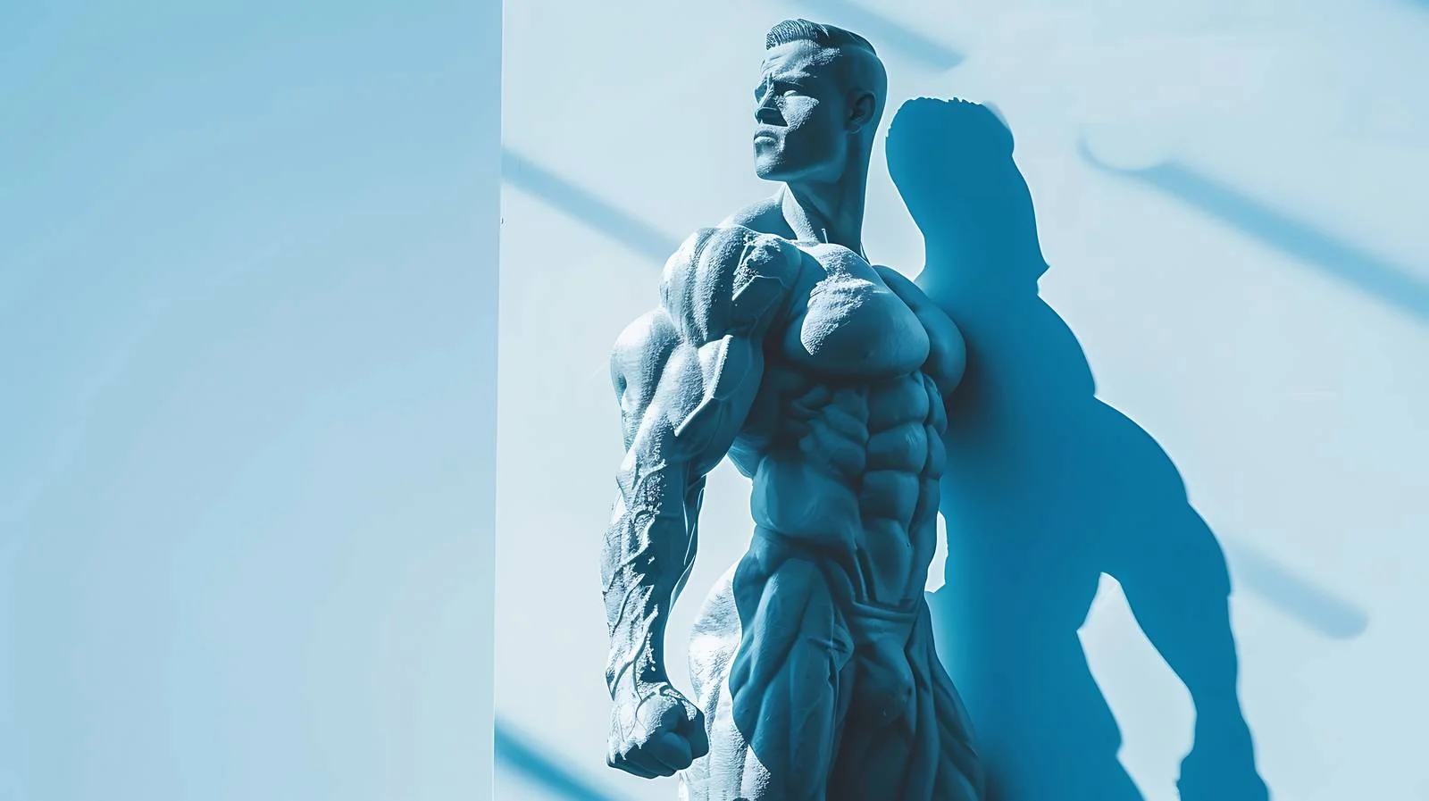 Sculpture with Bodybuilders' Shadow on Blue — free download from Dotvec