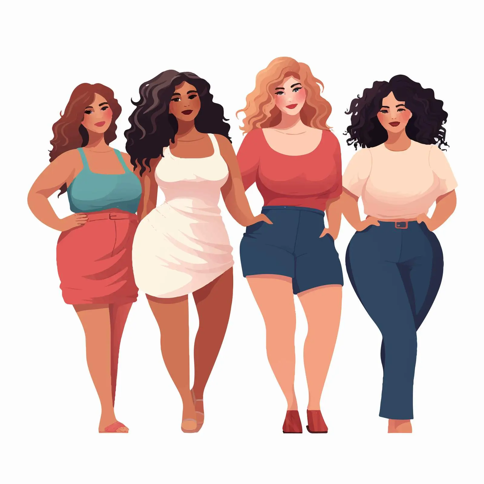 Cute Plus Size Body Positive Women Illustration — free download from Dotvec