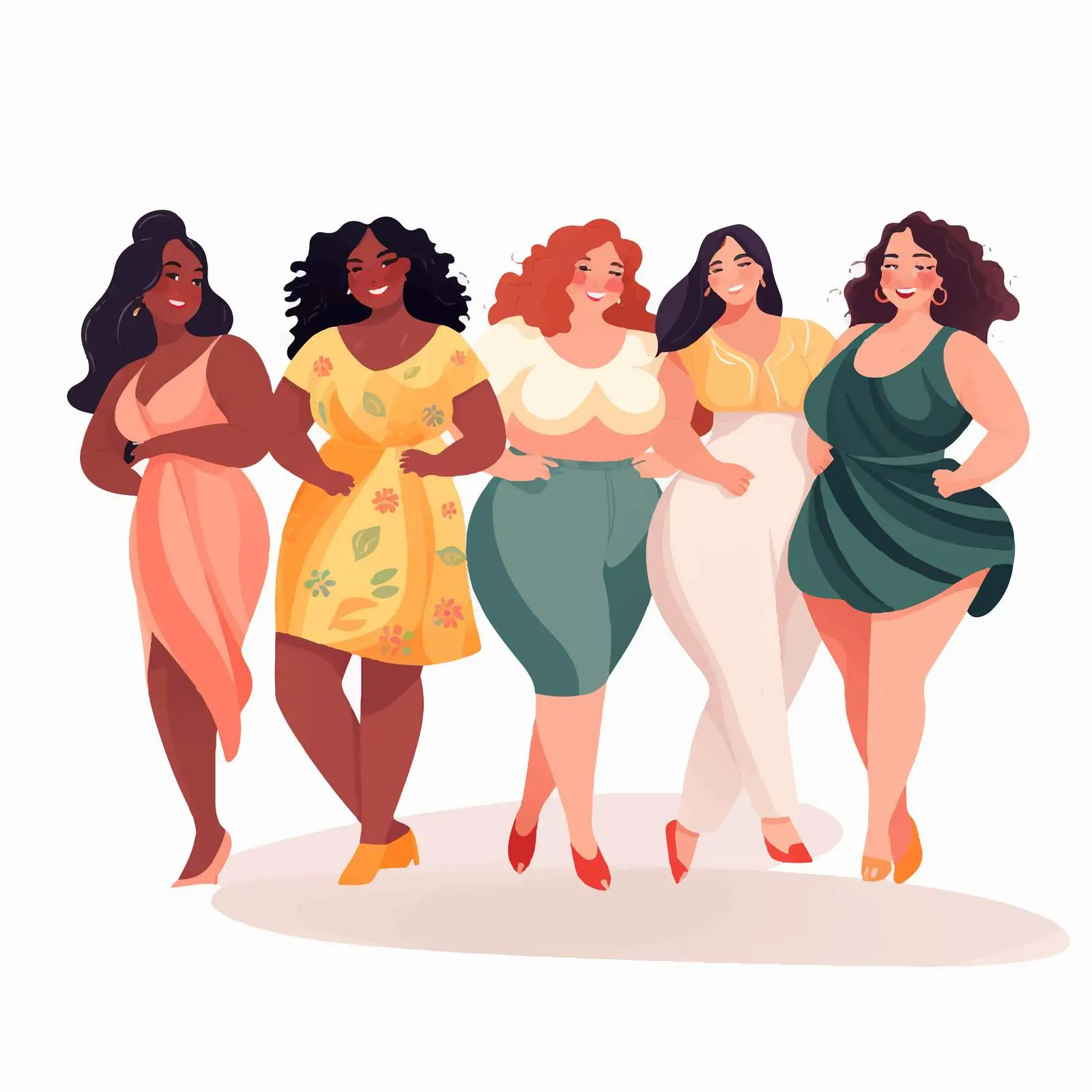 Body Positive Plus Size Women Vector Illustration — free download from Dotvec