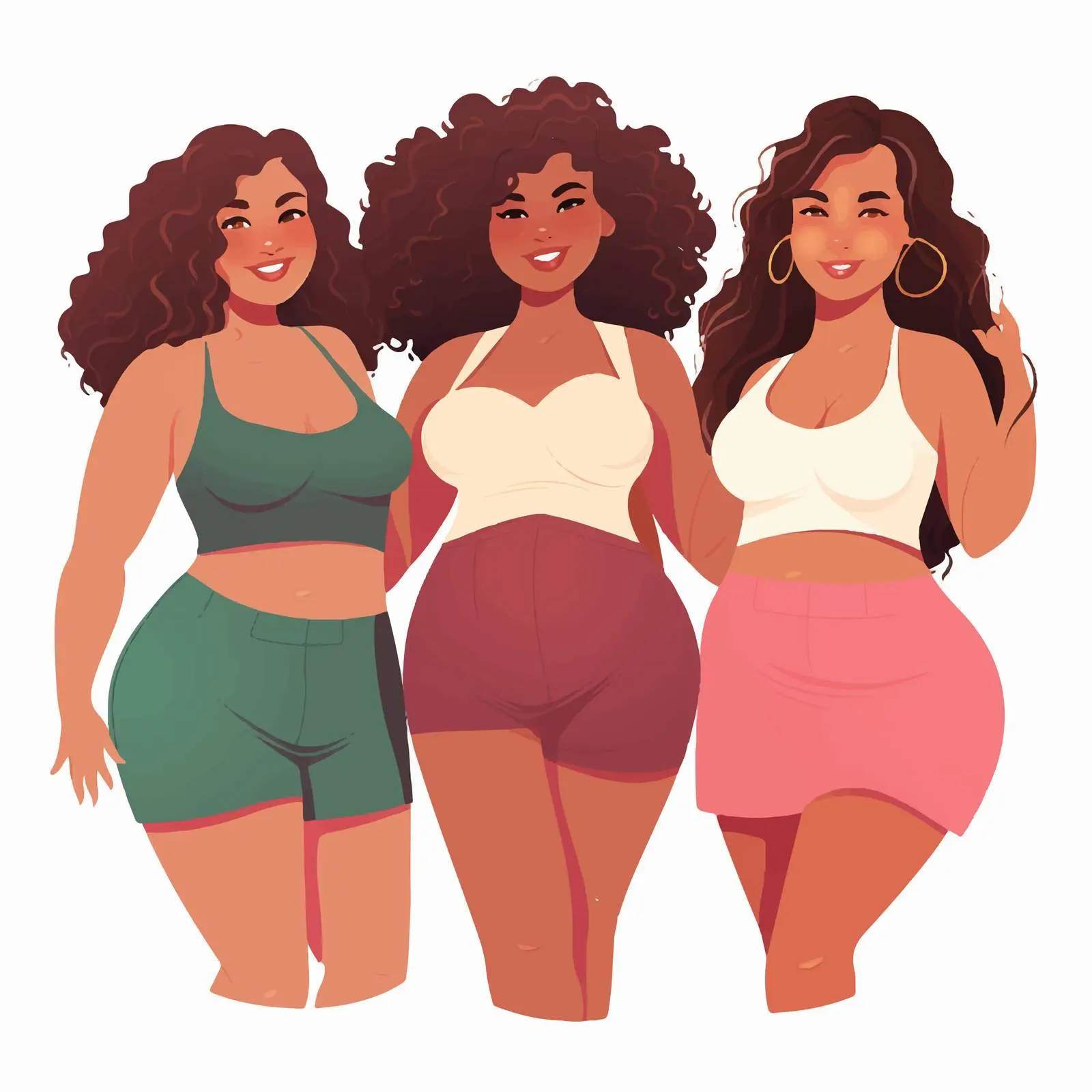 Cute Body Positive Plus Size Women Vector Illustration — free download from Dotvec