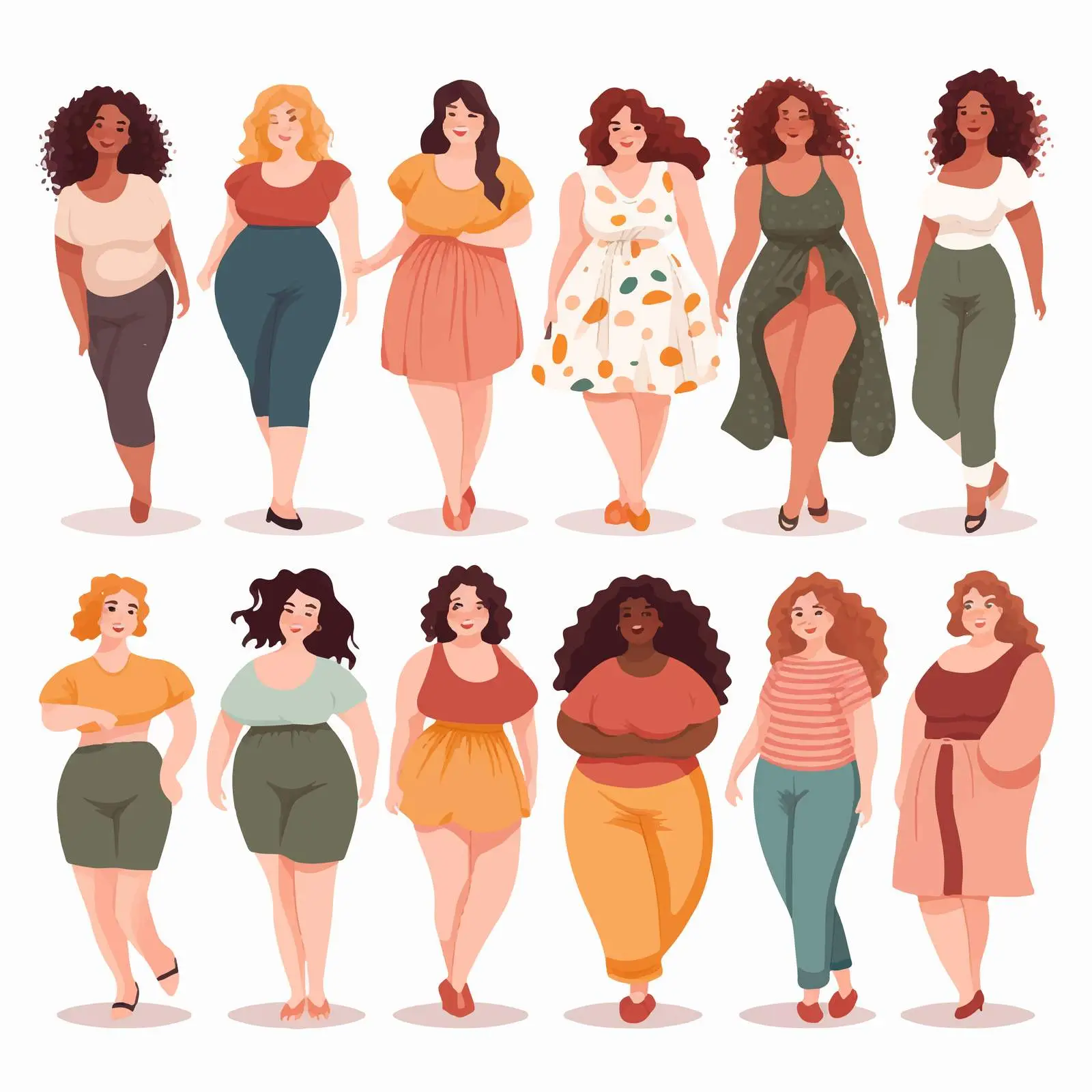 Cute Body Positive Plus Size Women Illustration — free download from Dotvec