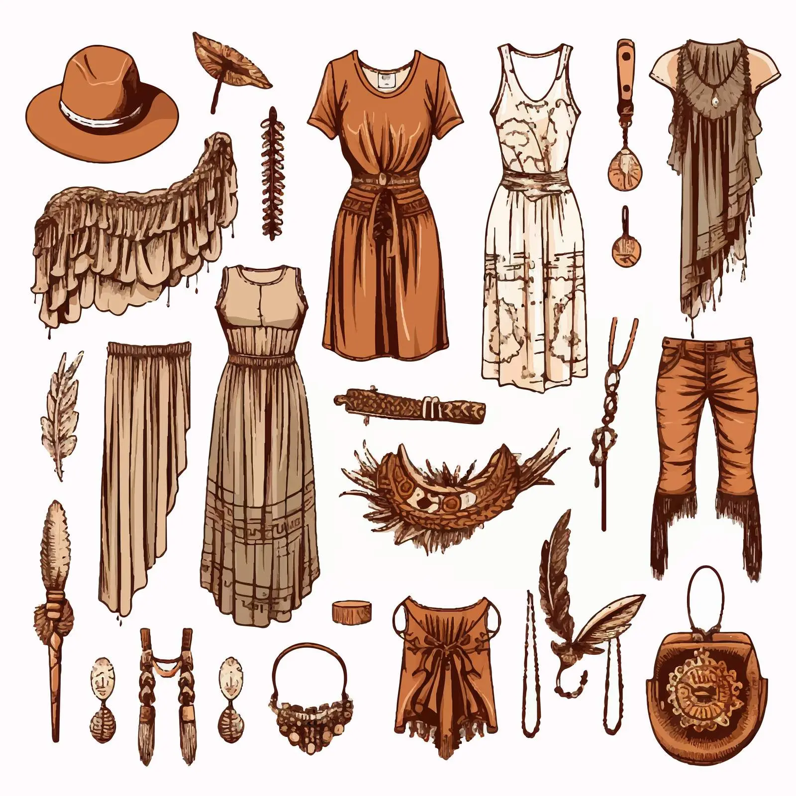 Bohemian Fashion Style Set with Accessories — free download from Dotvec