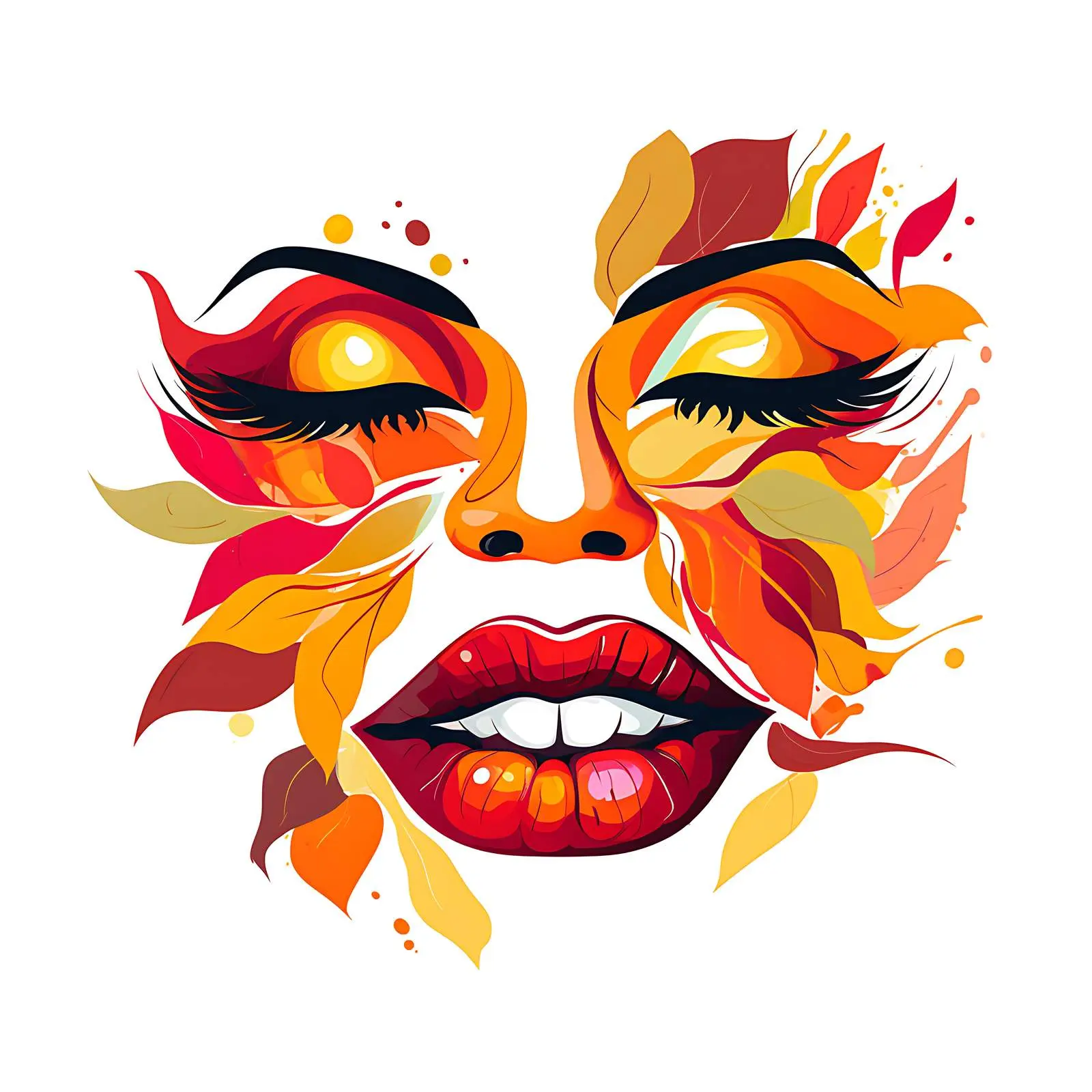 Colorful Boho Lips Pattern Postcard Decoration — free download from Dotvec