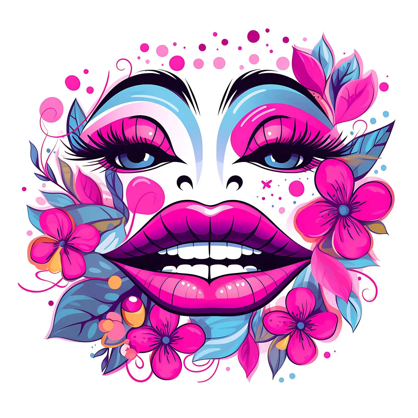 Boho Pink Lips Postcard Decoration Pattern — free download from Dotvec