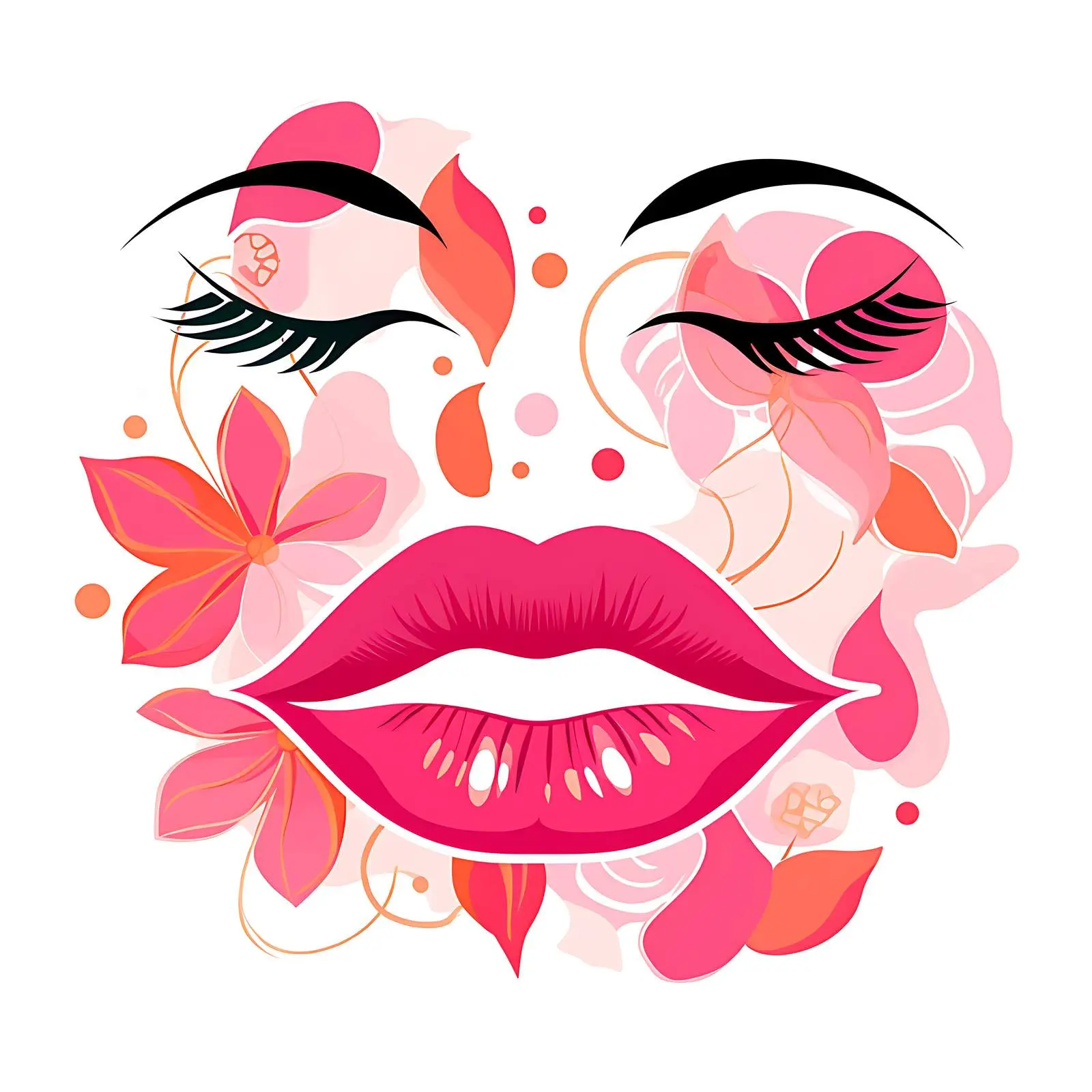 Bright Boho Pattern Postcard with Pink Lips — free download from Dotvec