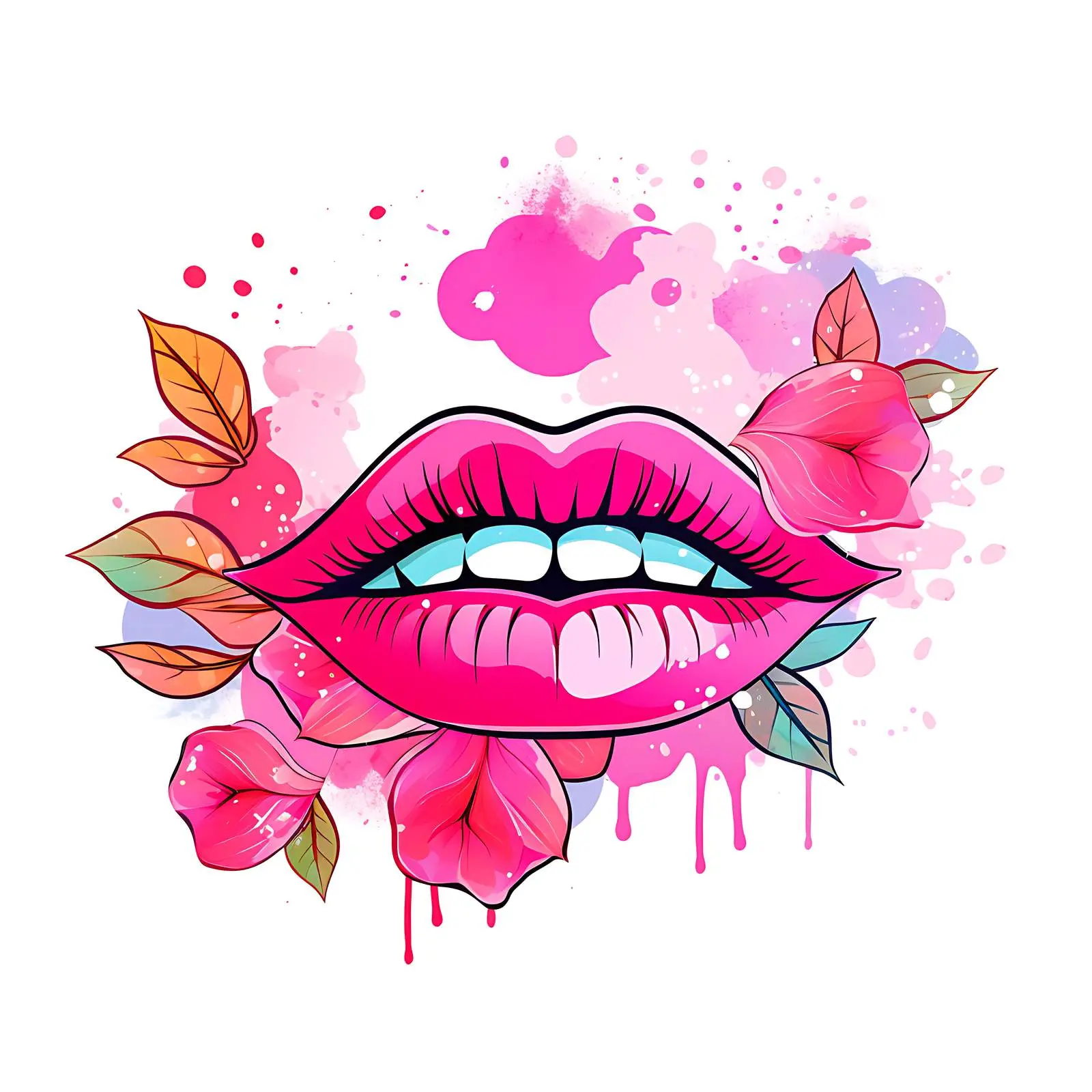 Boho Pink Lips Postcard Decoration Design — free download from Dotvec