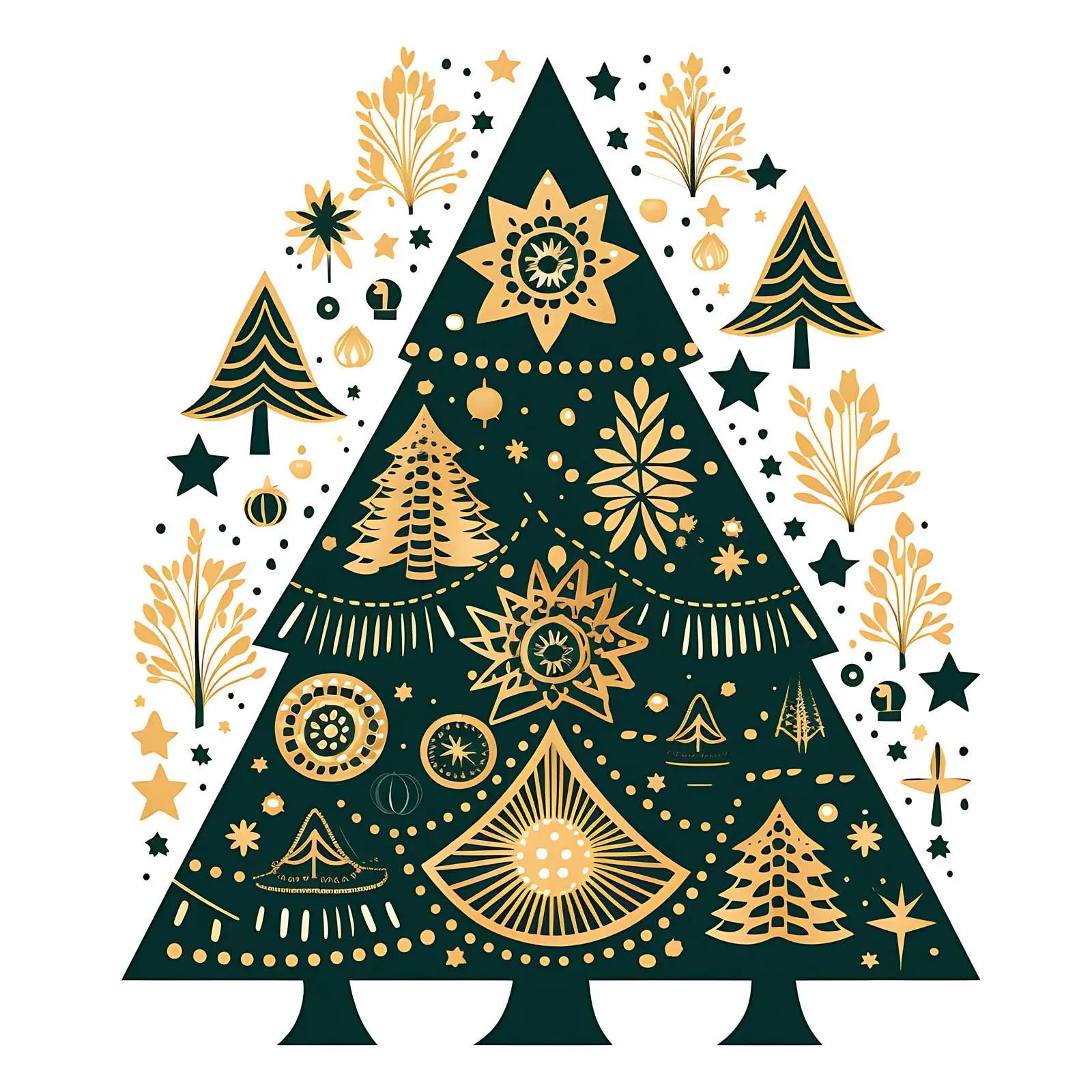 Boho Pattern Christmas Tree Decorations with Lights — free download from Dotvec
