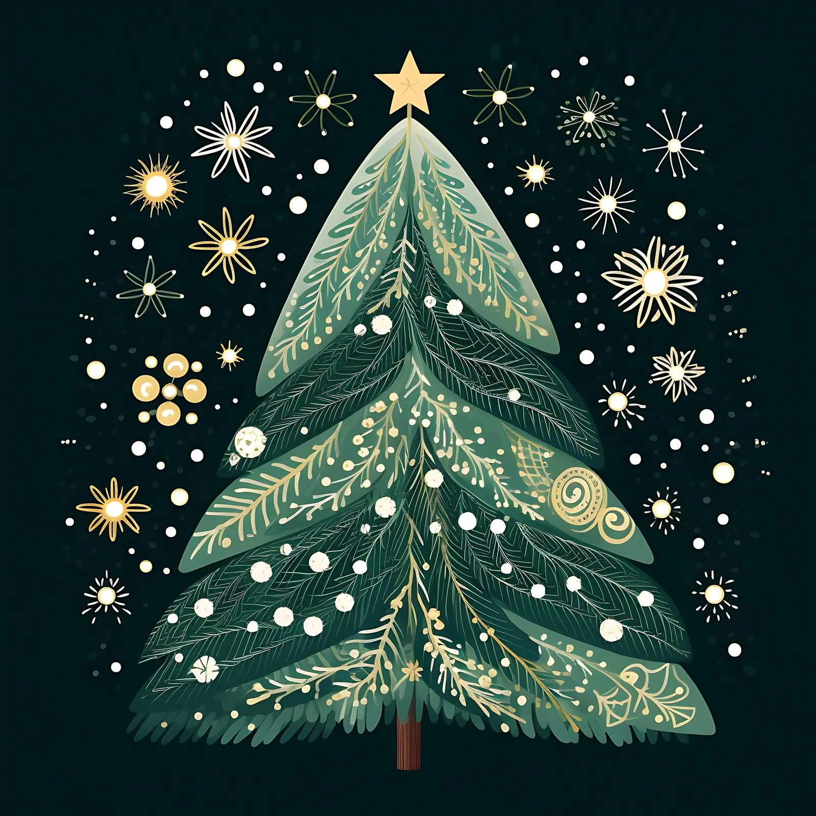 Boho Pattern Postcard Christmas Tree Decorations — free download from Dotvec