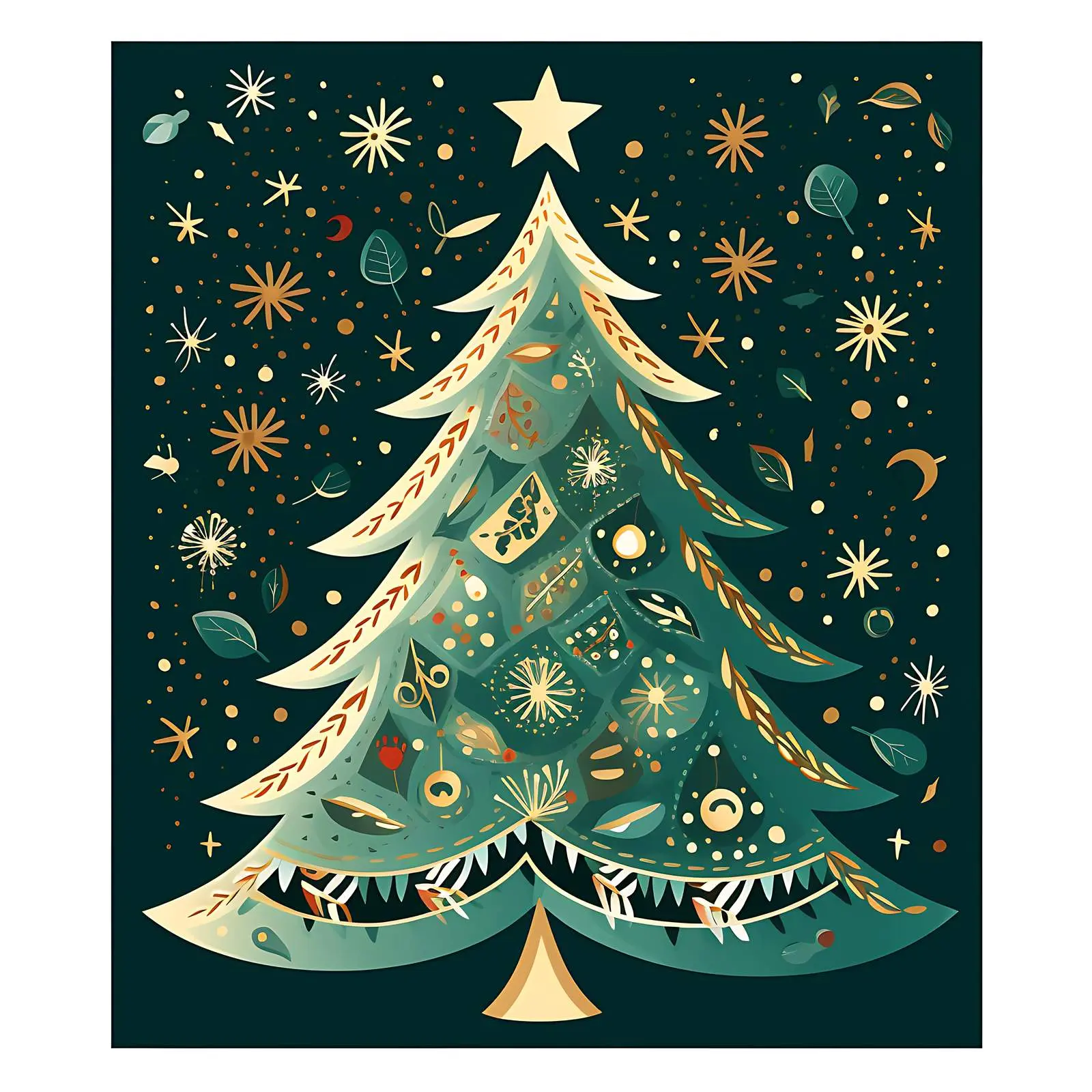 Boho Christmas Tree Decoration Postcard Design — free download from Dotvec