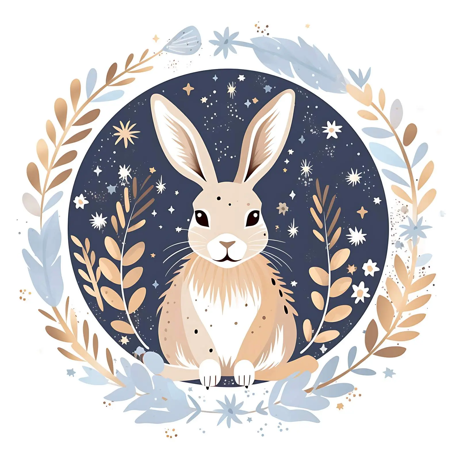 Boho Pattern with Wild Hares and Leaves – free drawn image from Dotvec