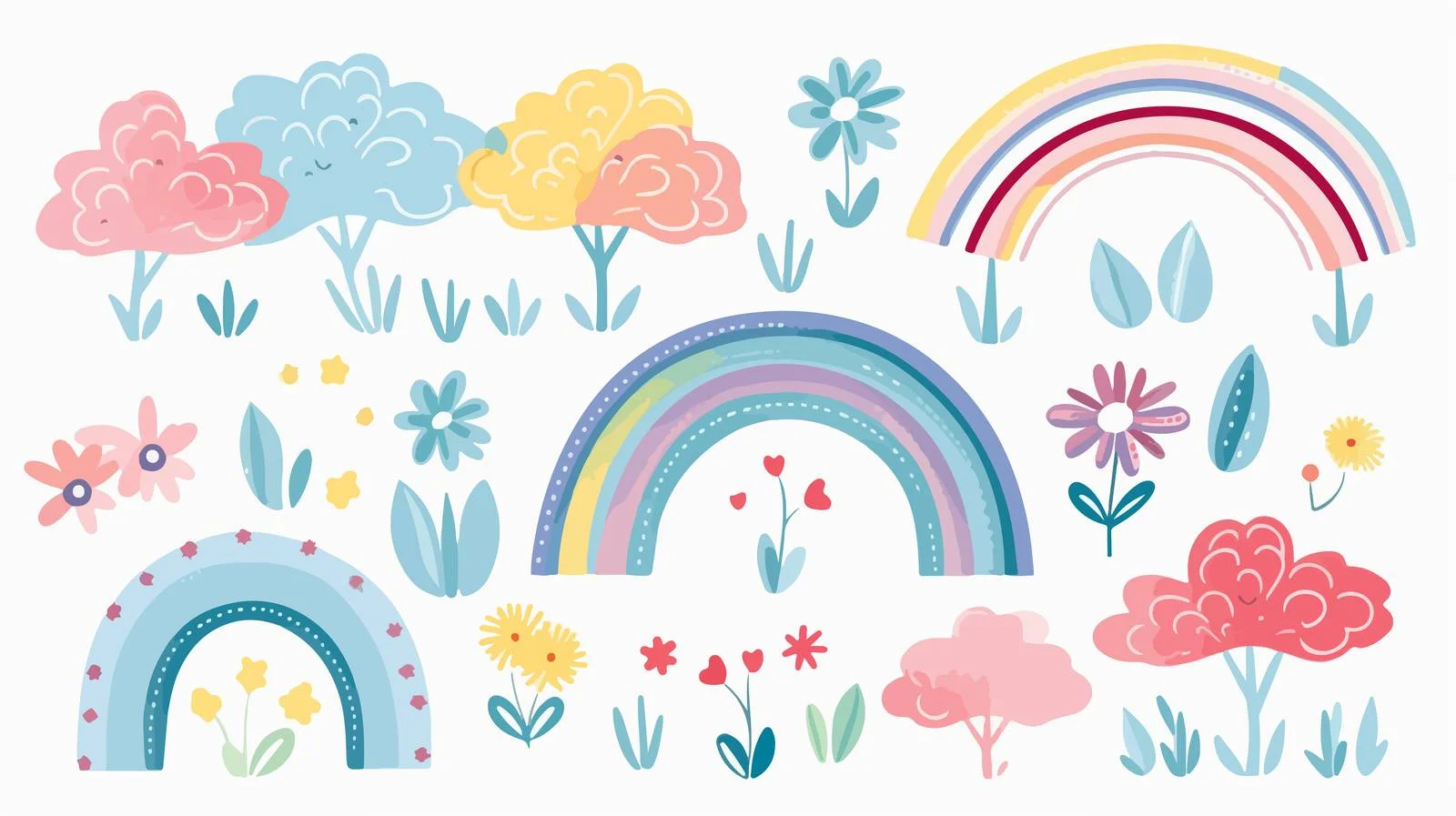 Hand Drawn Pastel Rainbow Baby Greeting — free download from Dotvec