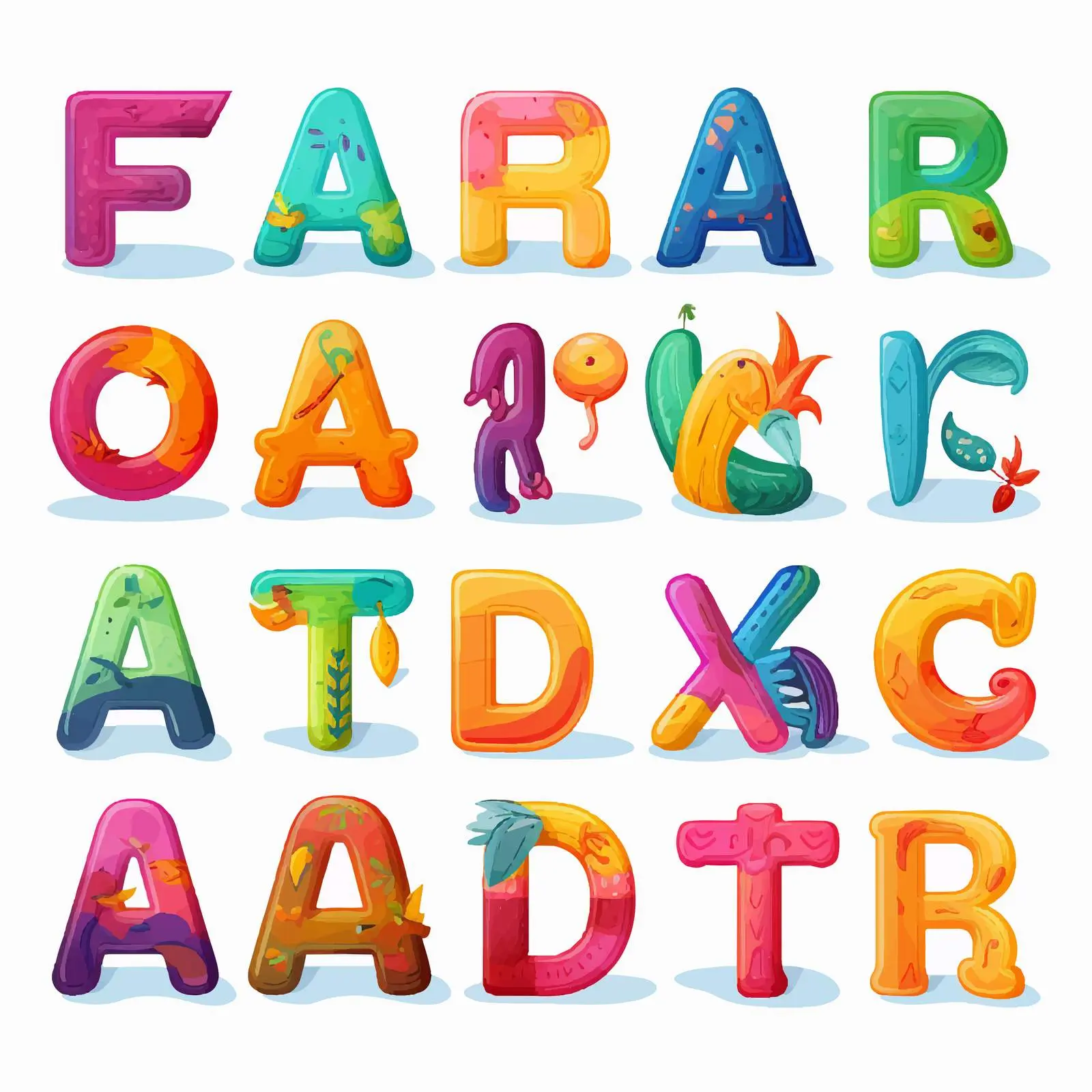 Bold Colored Latin Alphabet Sticker Pack — free download from Dotvec