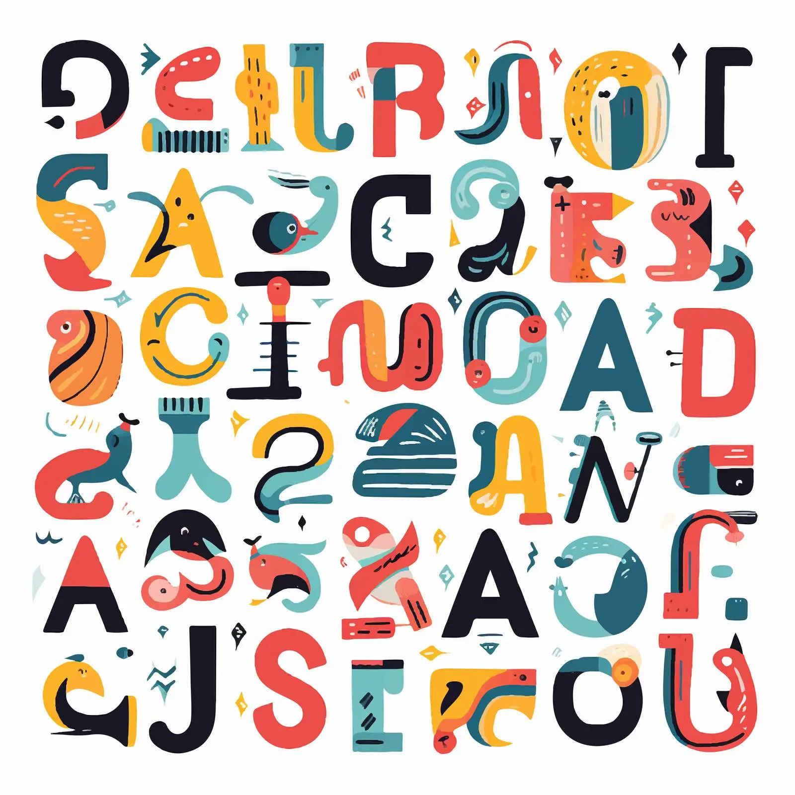 Bold Colored Latin Alphabet Sticker Pack — free download from Dotvec
