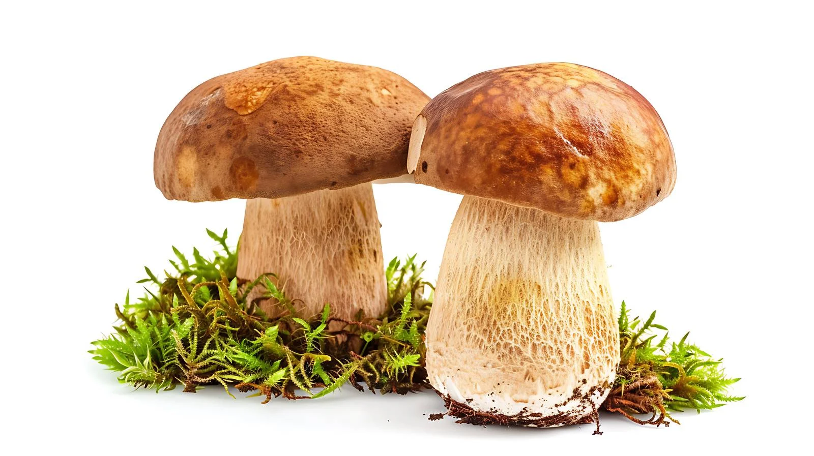 Boletus Mushrooms and Moss on White Background — free download from Dotvec
