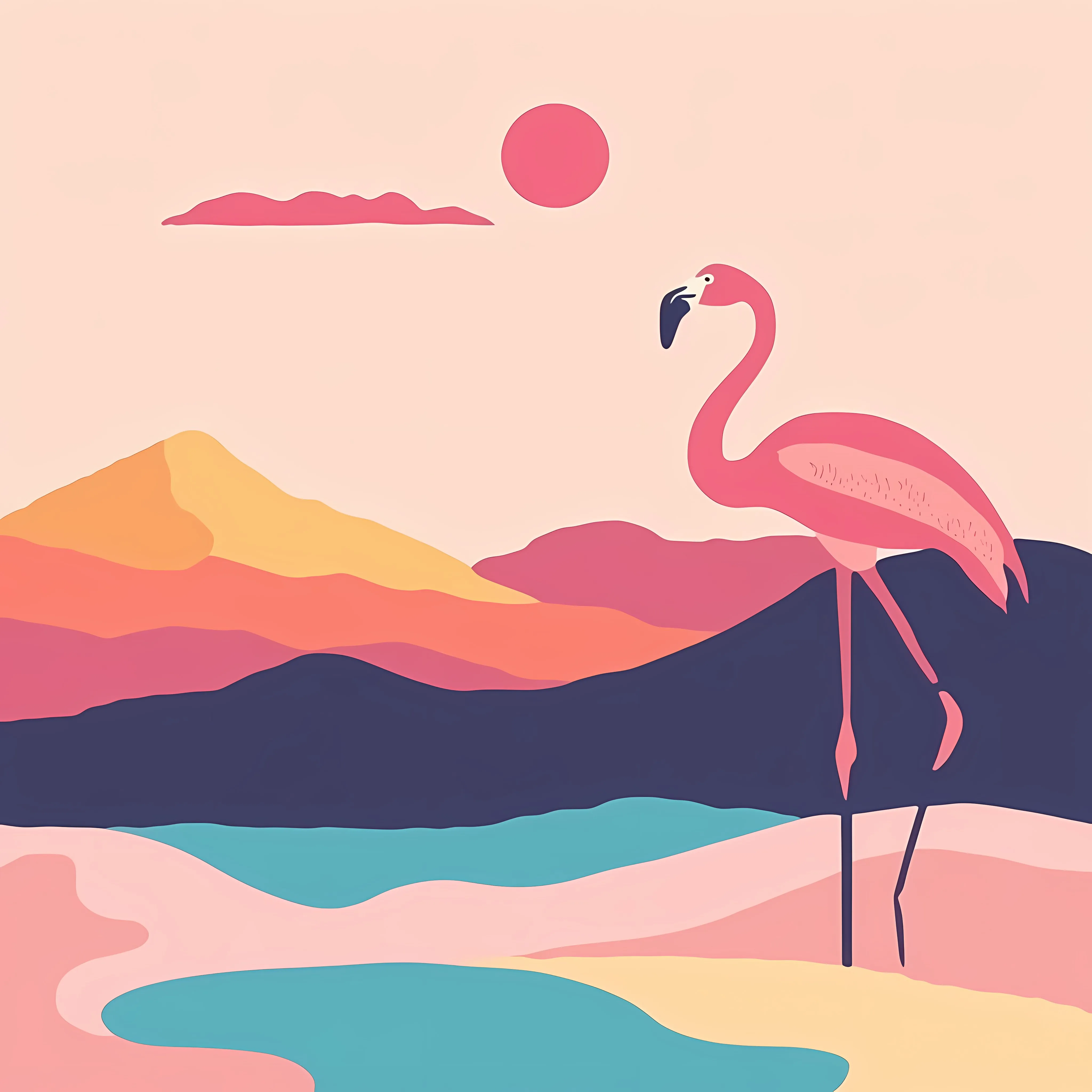 Bolivia Flamingo Landscape Vector Illustration – free bolivia image from Dotvec