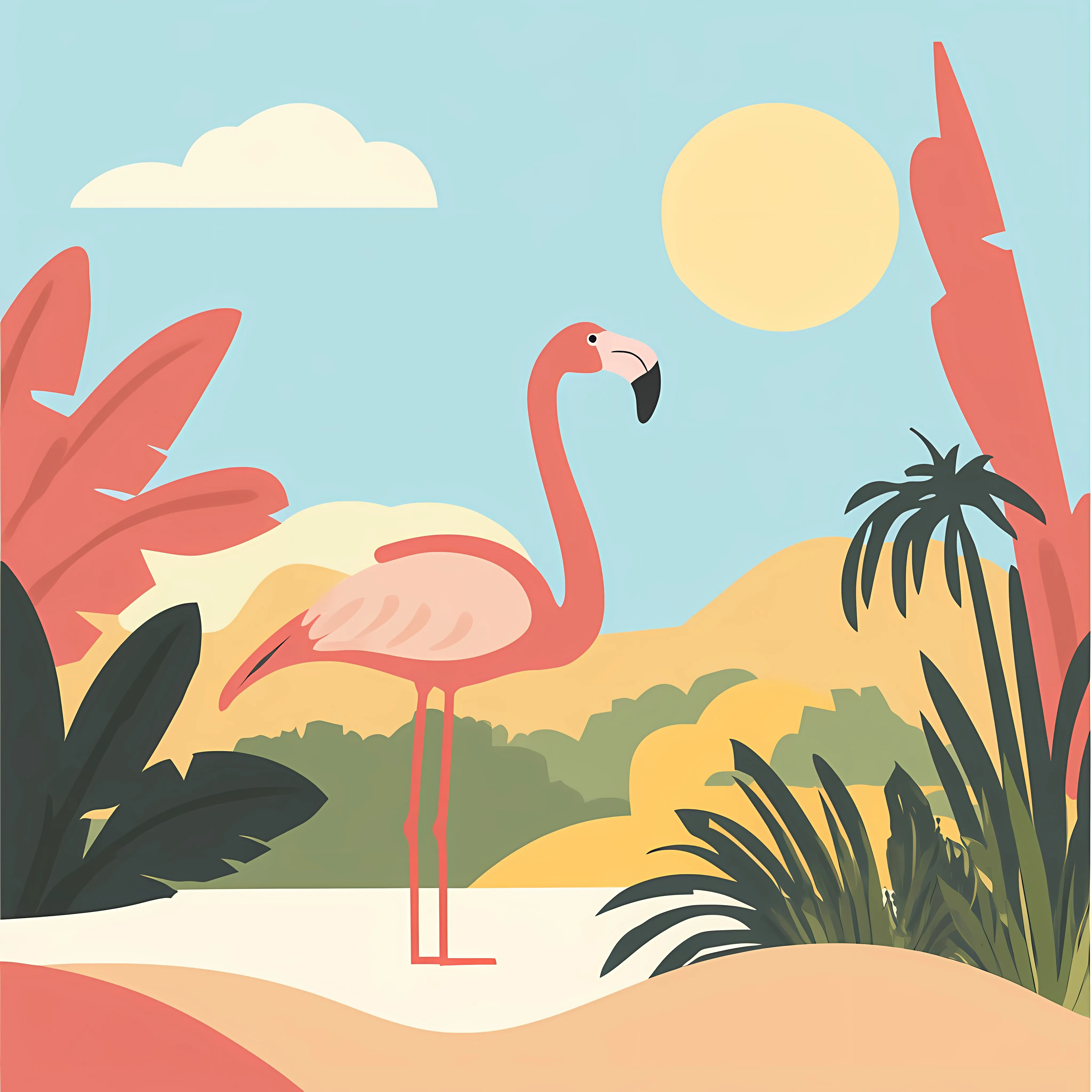 Bolivia Flamingo Landscape Vector Illustration – free bolivia image from Dotvec