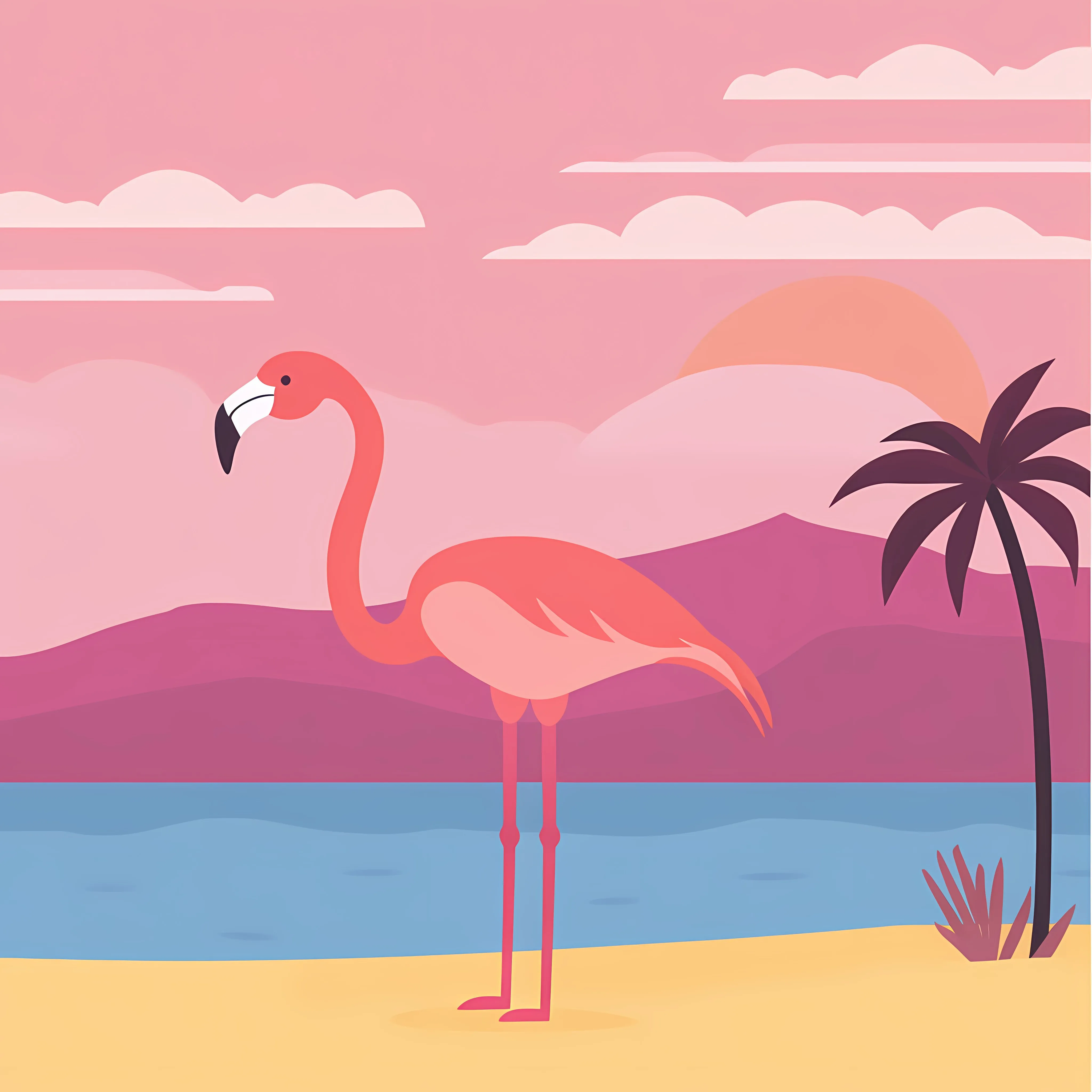 Bolivia Flamingo Landscape Vector Illustration — free download from Dotvec