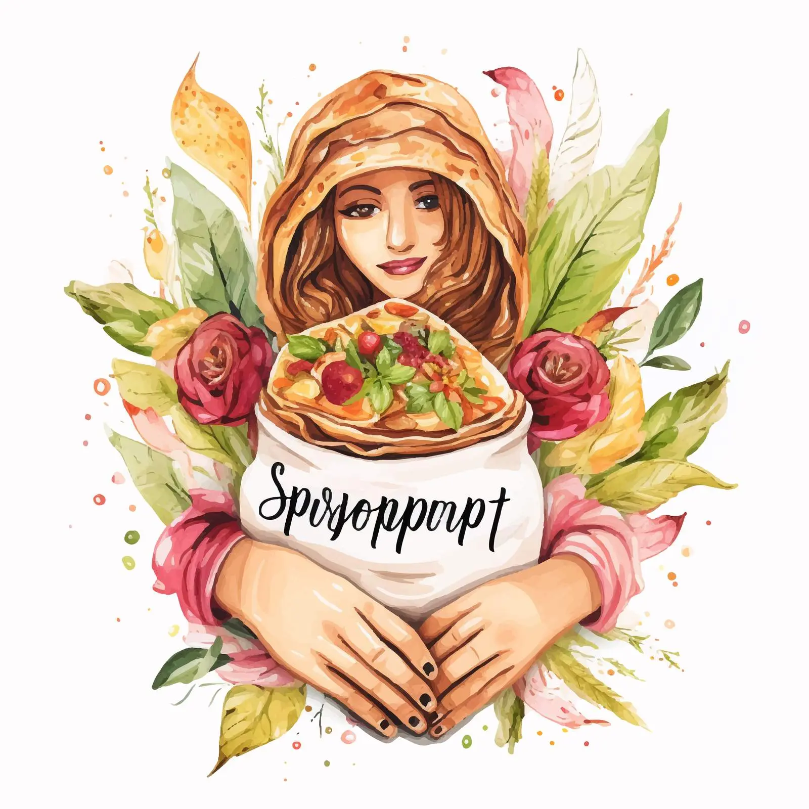 Hand Lettering Shawarma in Pita Bread — free download from Dotvec